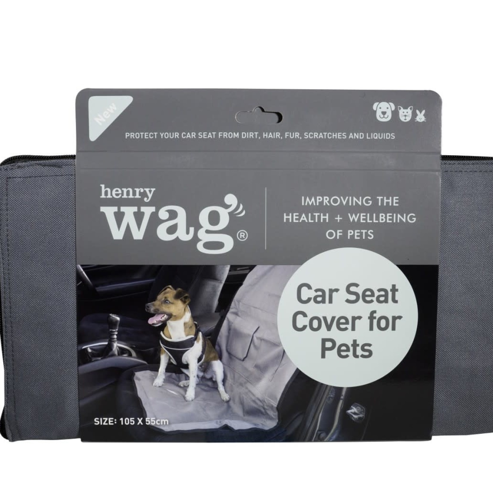 Henry Wag Single Seat Car Cover Protector for Pets, Steel Grey