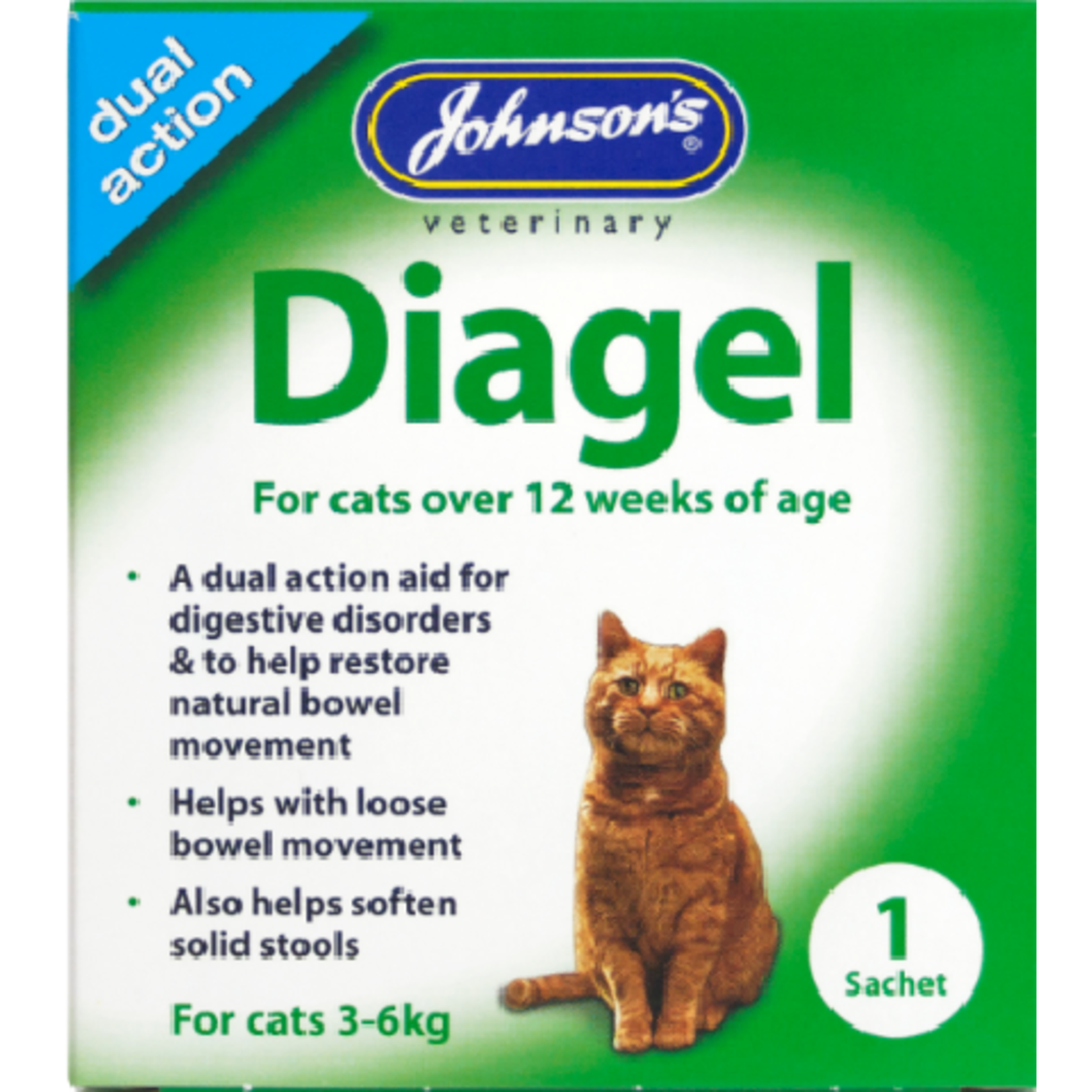 Johnson's Veterinary Diagel Dual Action Aid for Digestive Disorders in Cats, 1 Sachet