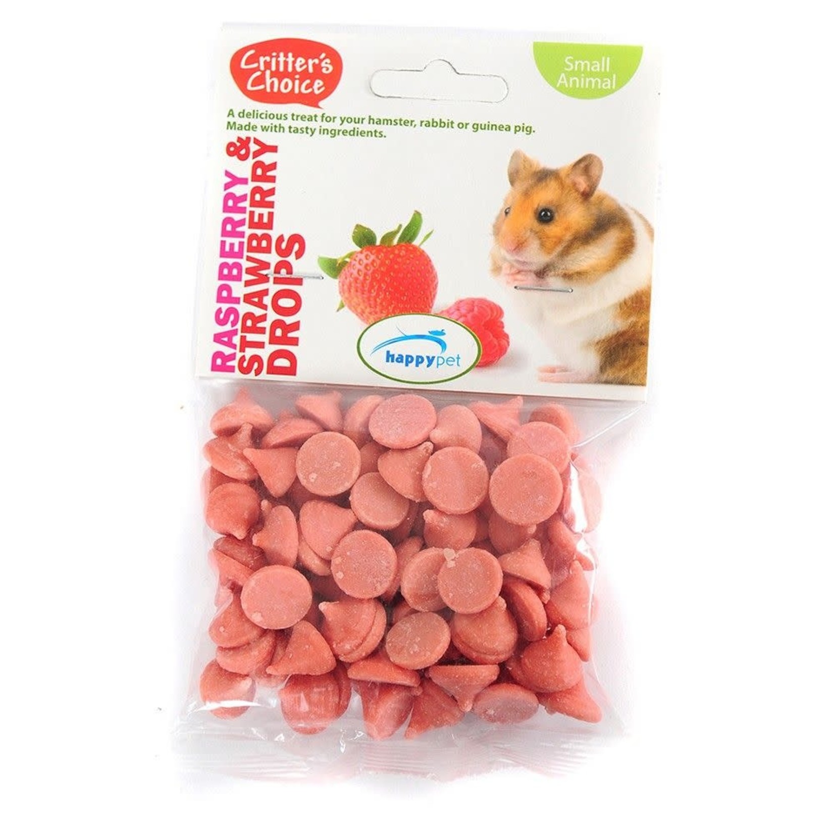 Happy Pet Critter's Choice Small Animal Raspberry & Strawberry Drops Treats, 75g