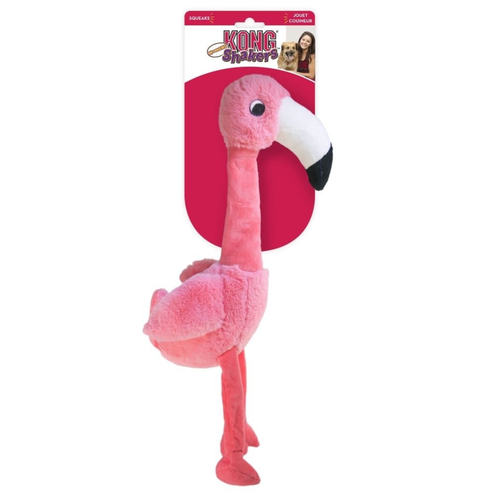 KONG Shakers Honkers Flamingo Plush Dog Toy, Small