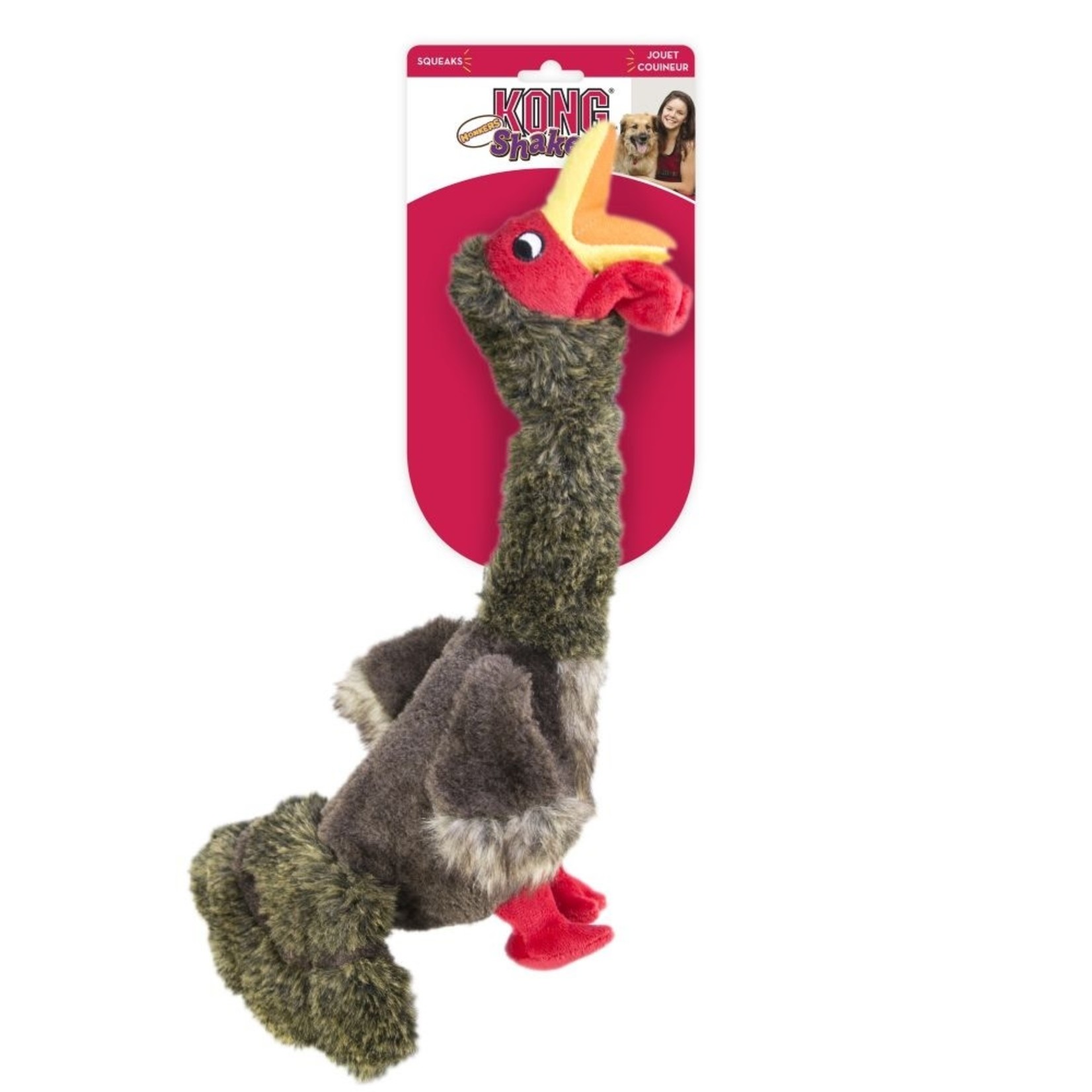 KONG Shakers Honkers Turkey Plush Dog Toy, Large