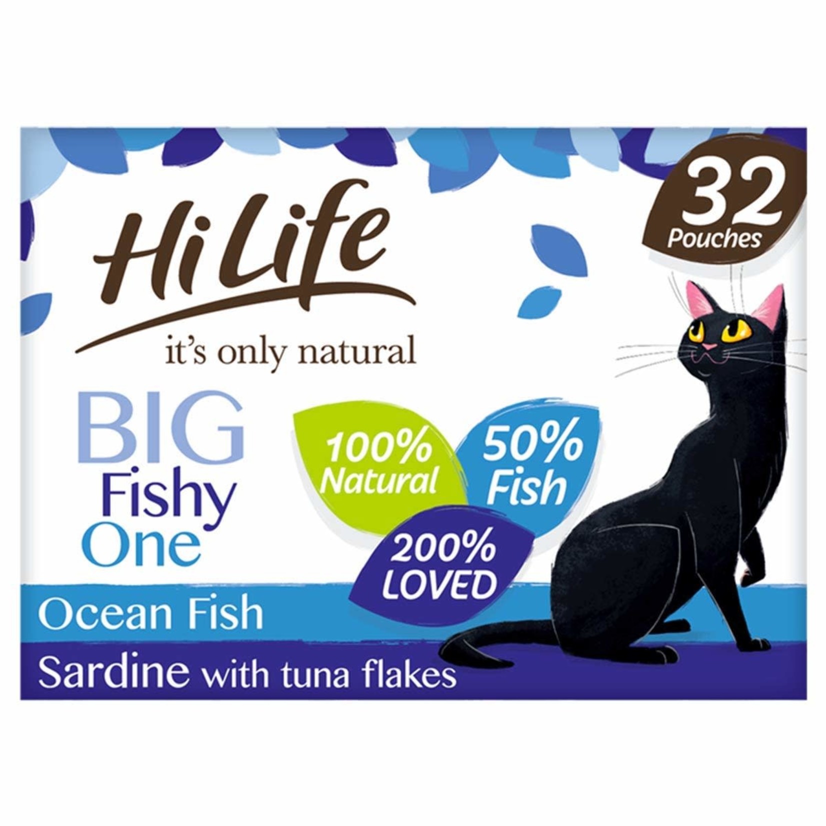 HiLife It's Only Natural Big Fishy One in Jelly Wet Cat Food Pouch, 32 x 70g