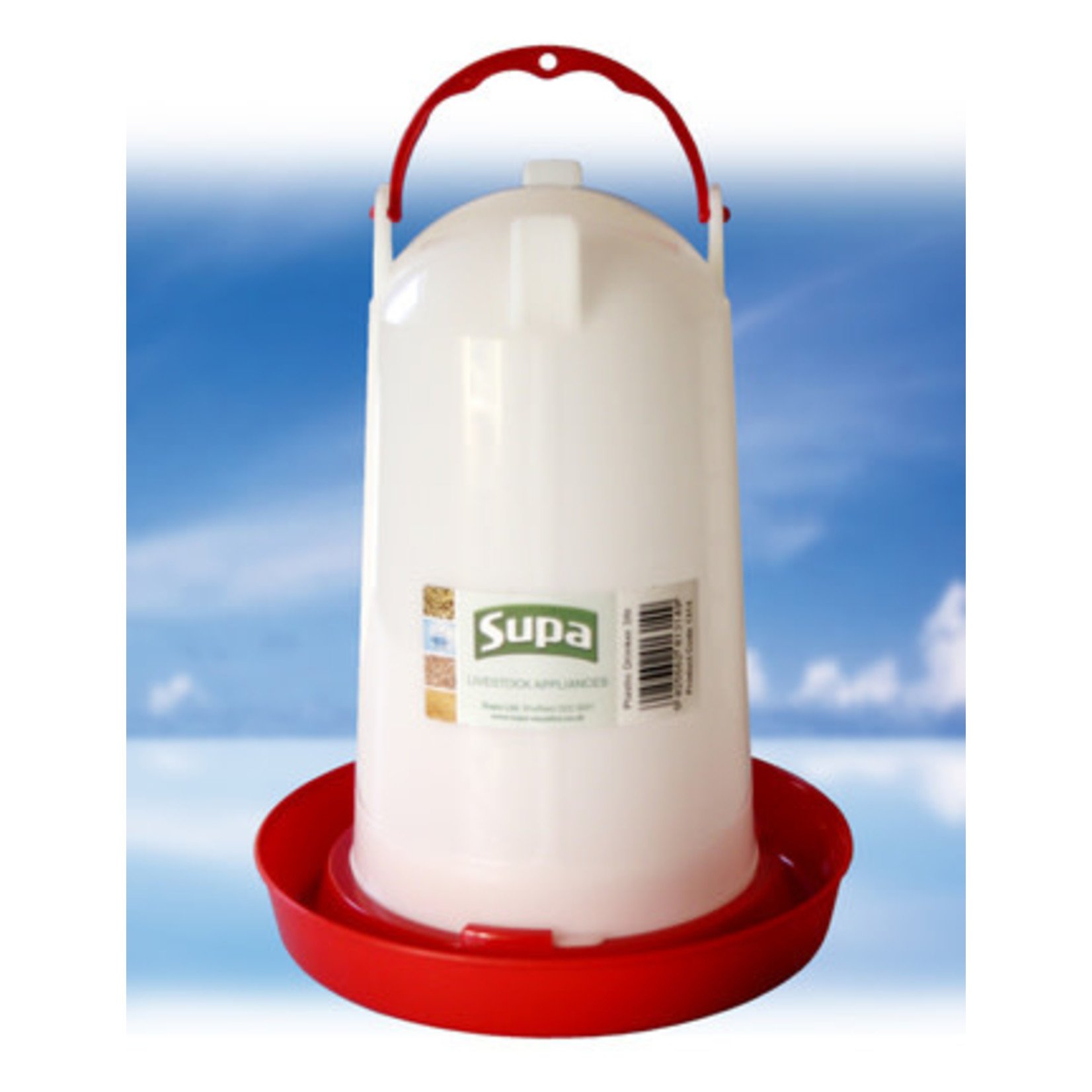 Supa Red & White Plastic Poultry Drinker