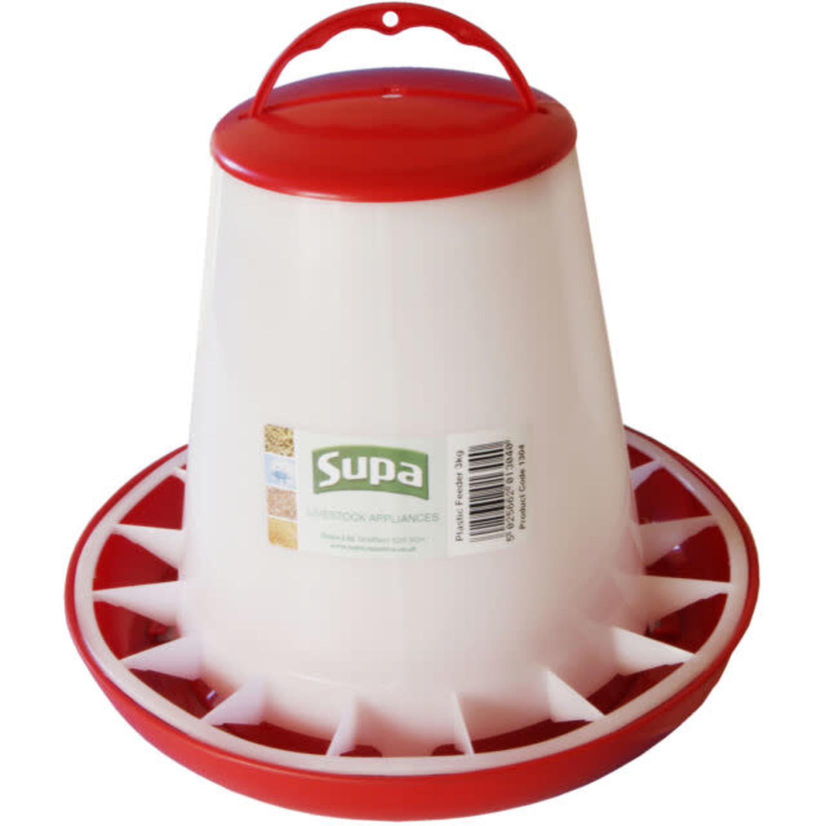 Supa Red & White Plastic Poultry Feeder