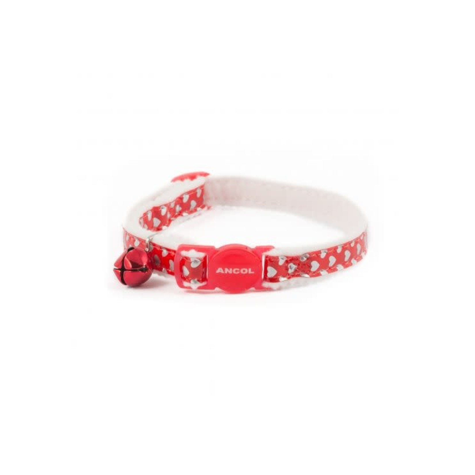 Ancol Reflective Gloss Heart Cat Collars, Red