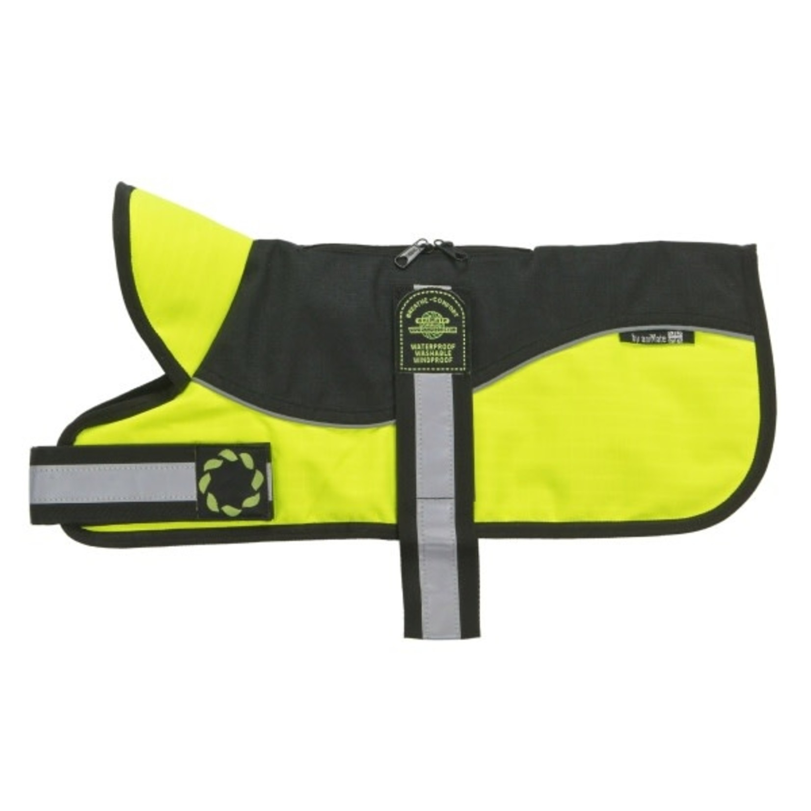 Animate Reflective Black & Hi-Vis Padded Harness Dog Coat