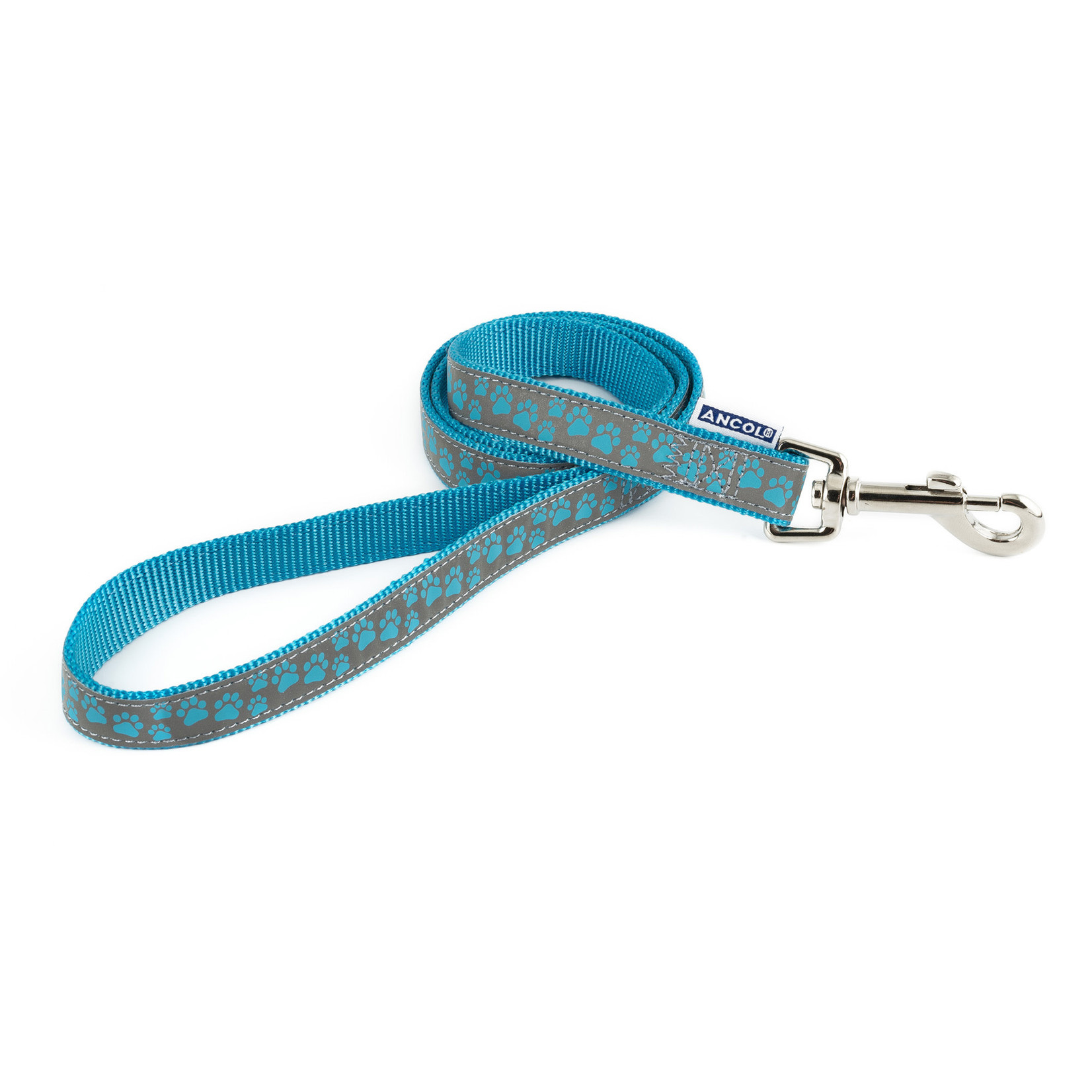 Ancol Nylon Reflective Blue Paw Dog Lead 100cm x 19mm