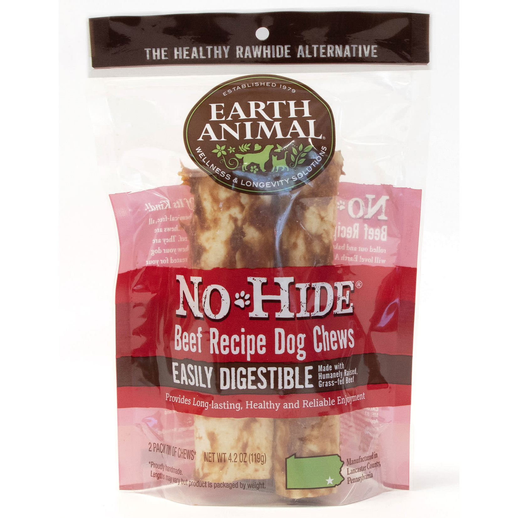 Earth Animal No Hide Beef Recipe Dog Chews, 2 pack
