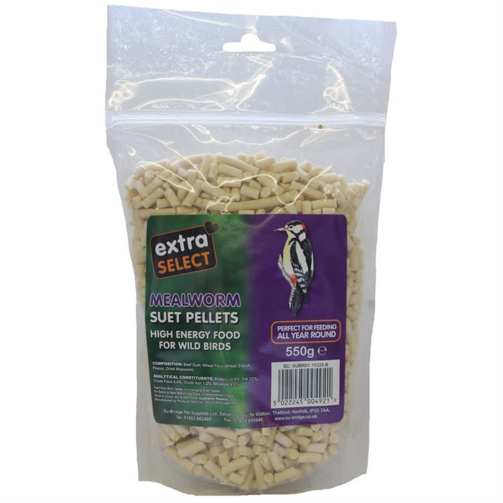 Extra Select High Energy Wild Bird Suet Pellets with Mealworm 550g