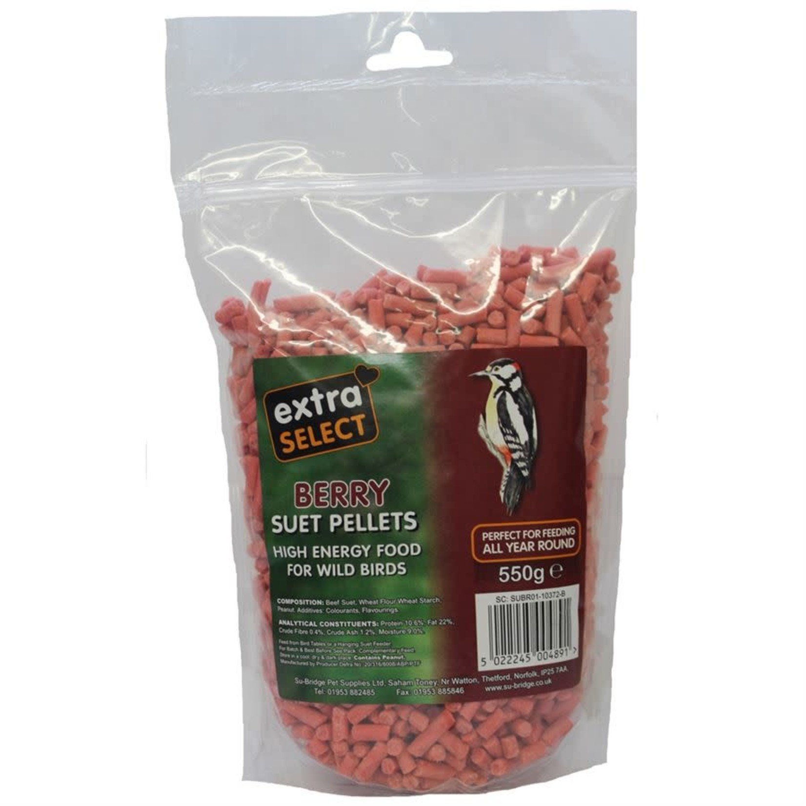 Extra Select High Energy Wild Bird Suet Pellets with Berry 550g