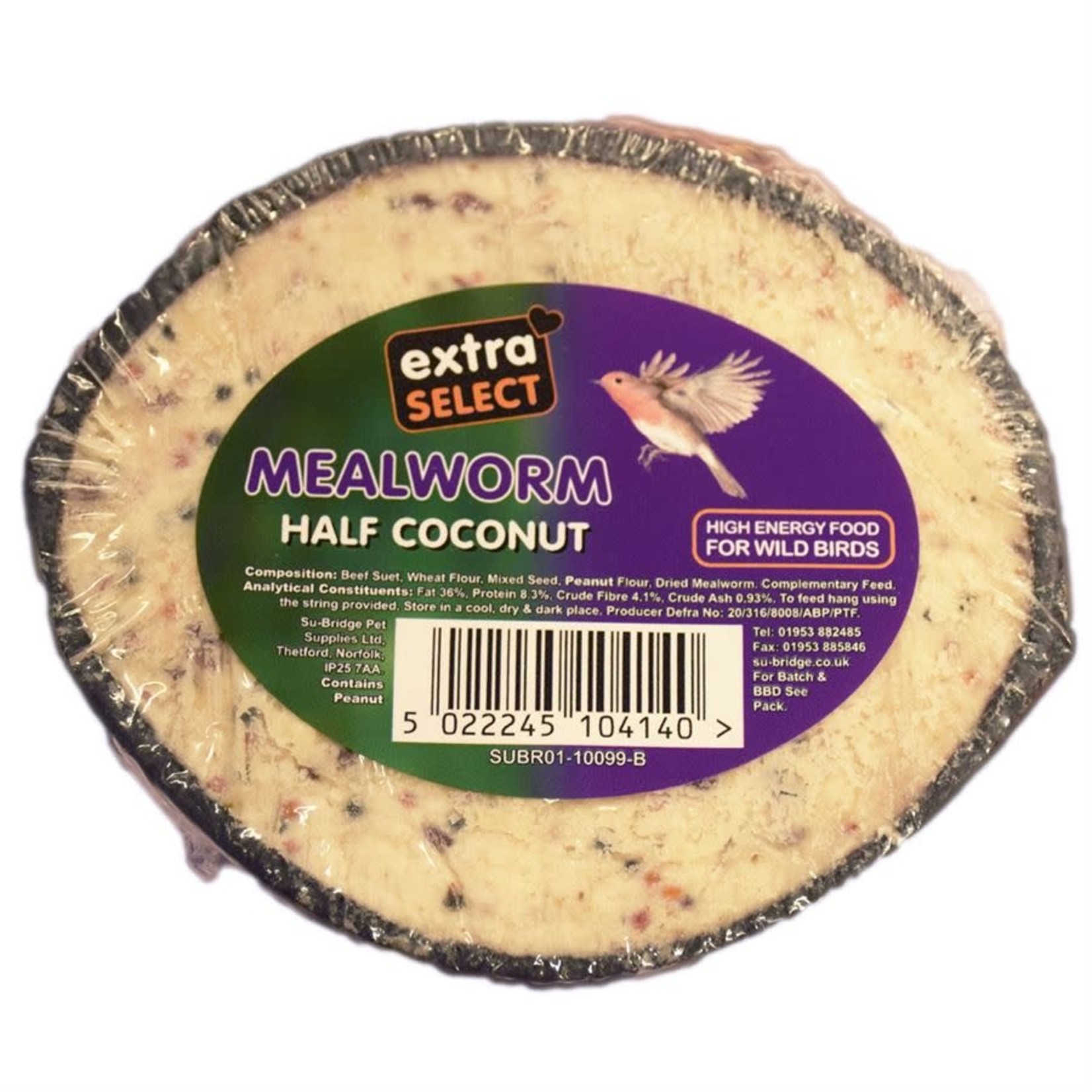 Extra Select Half Coconut with Mealworm for Wild Bird Feeding