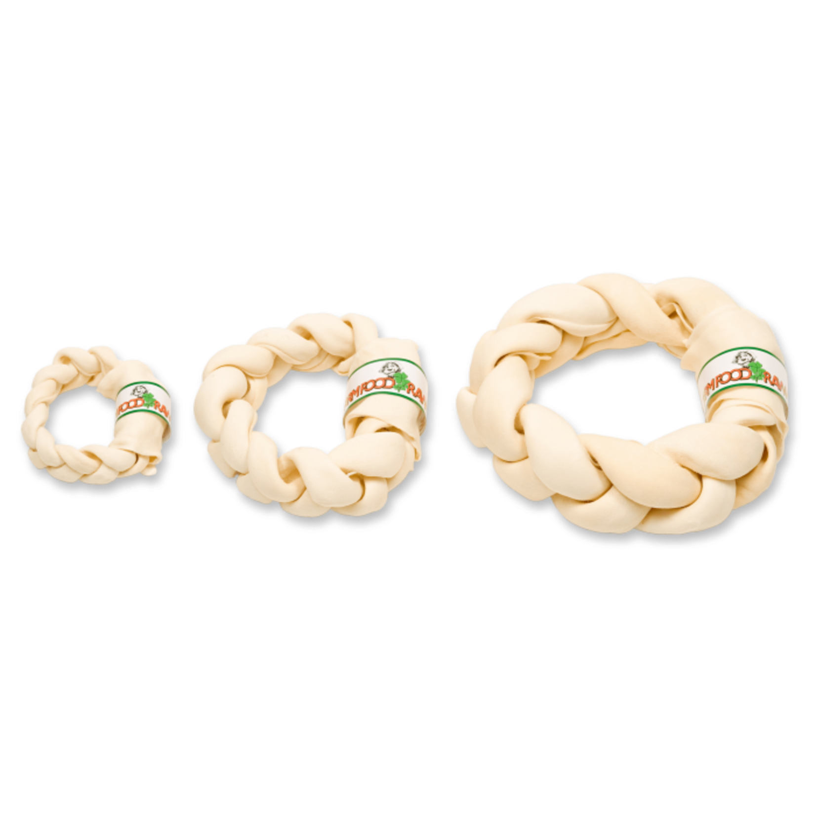 Farmfood Rawhide White Rawhide Dental Braided Doughnut Dog Chew, Medium 15-17cm