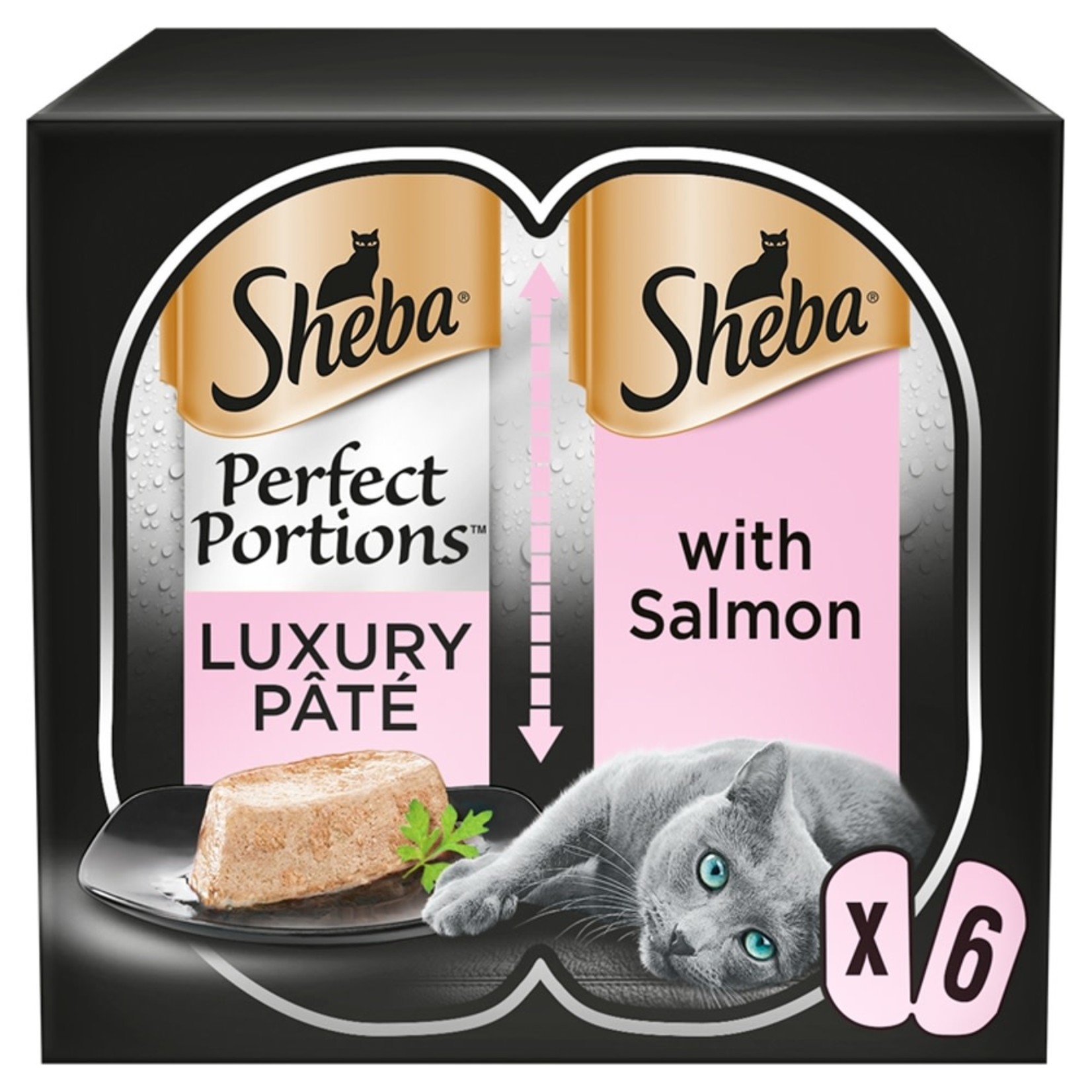 Sheba Perfect Portions Luxury Pate Adult Cat Wet Food with Salmon, 6 x 37.5g