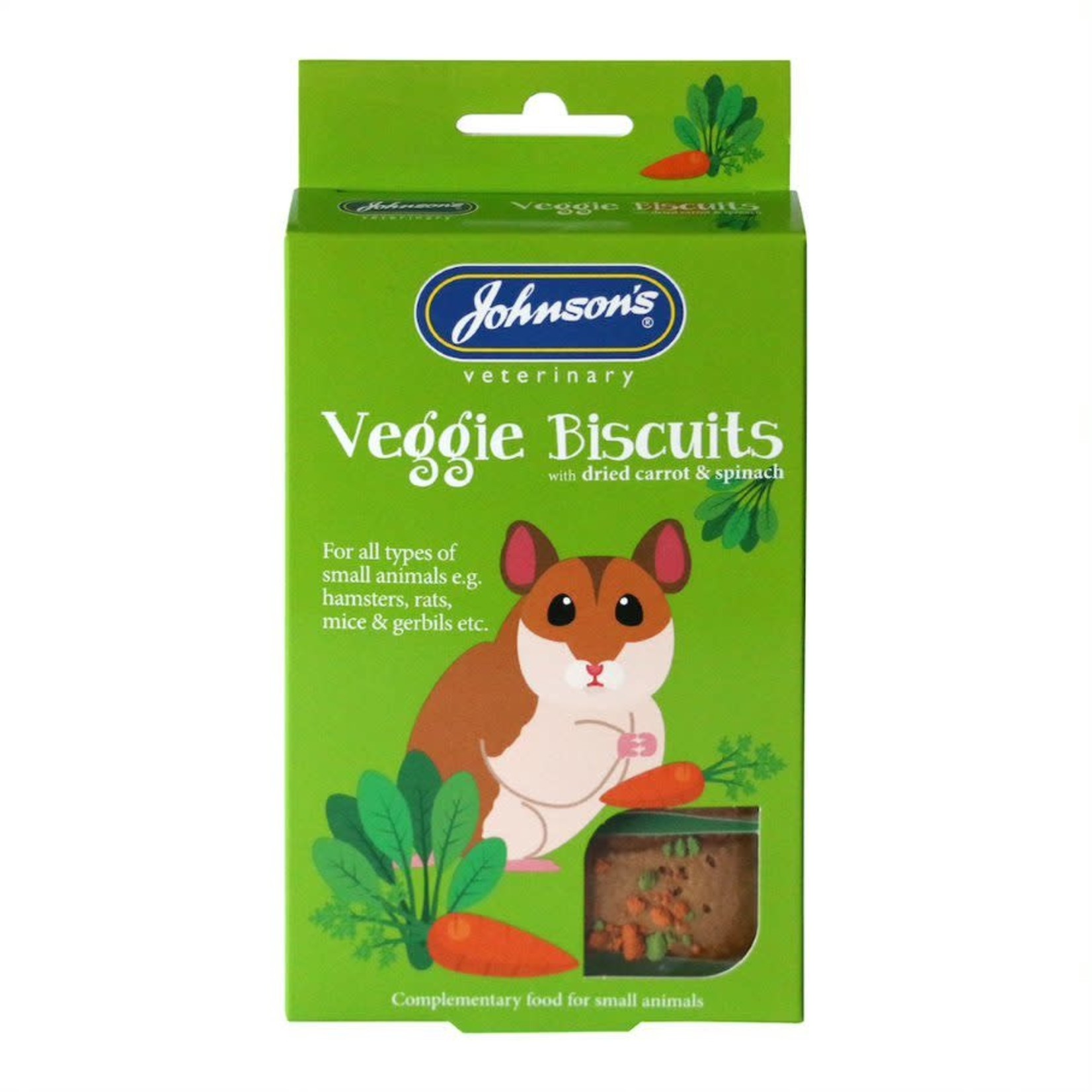Johnson's Veterinary Veggie Biscuits Treats with Dried Carrot & Spinach for Small Animals