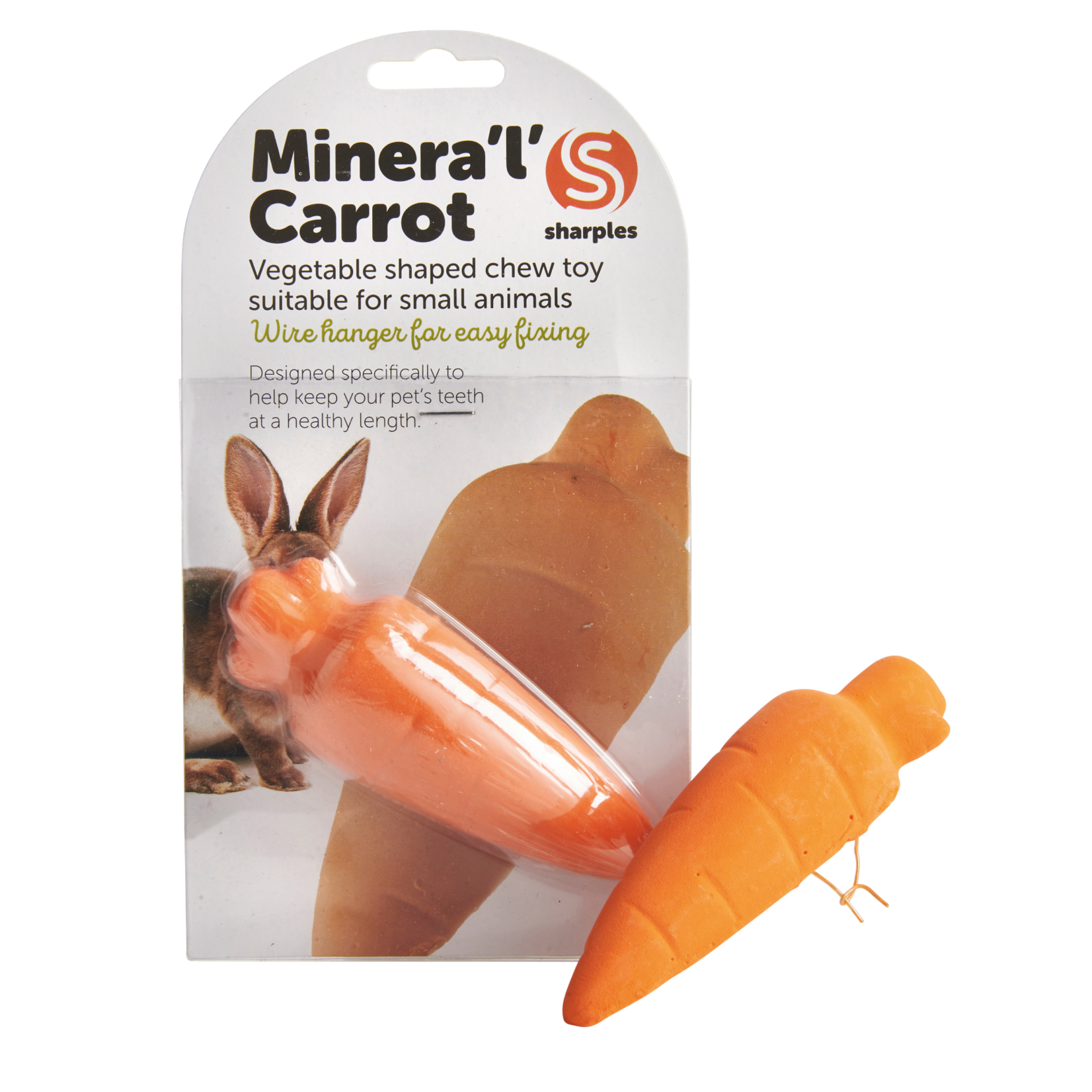 sharples Minera'l' Carrot Small Animal Chew Toy, 12cm