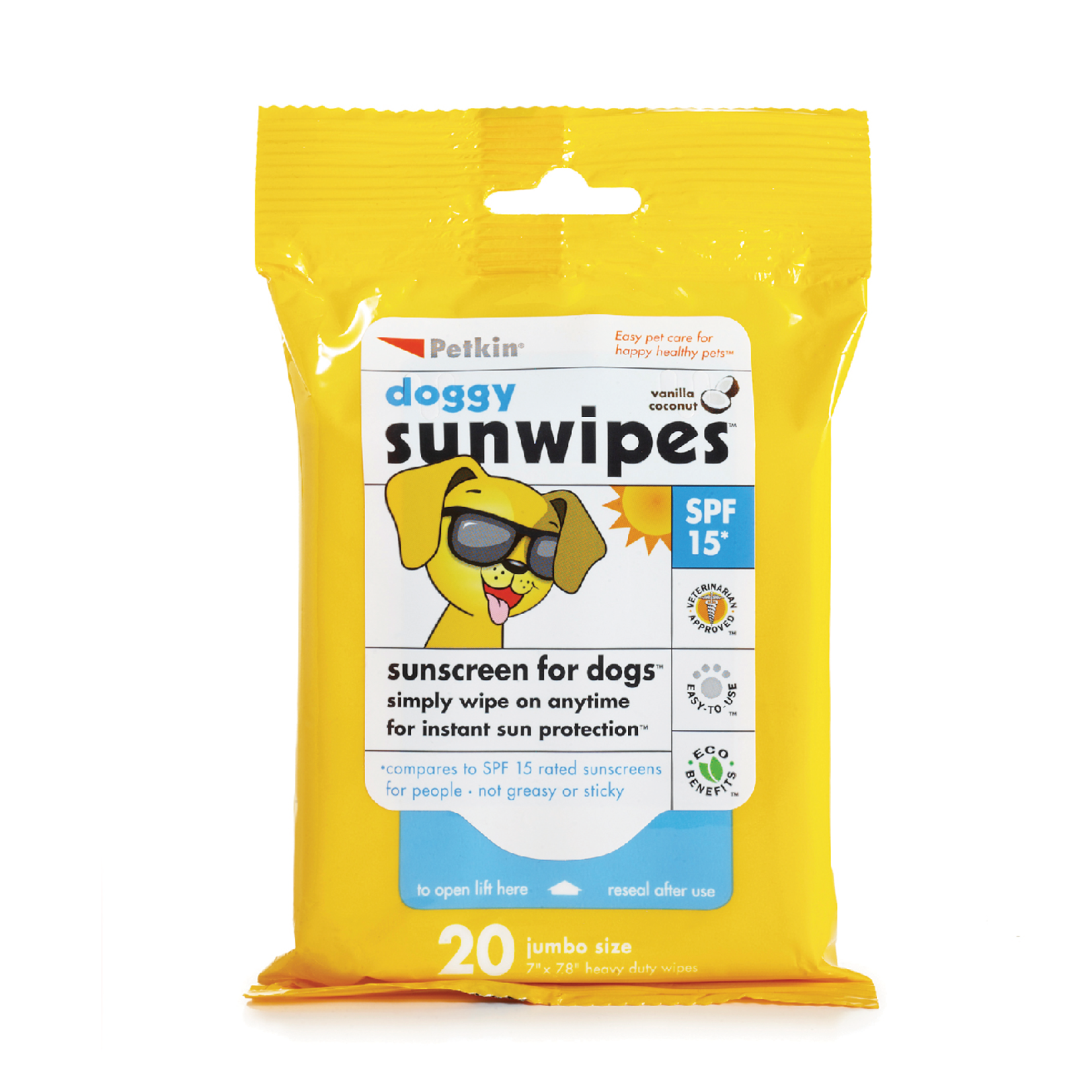 sharples Petkin Doggy Sunwipes, Sunscreen for Dogs, 20 wipes