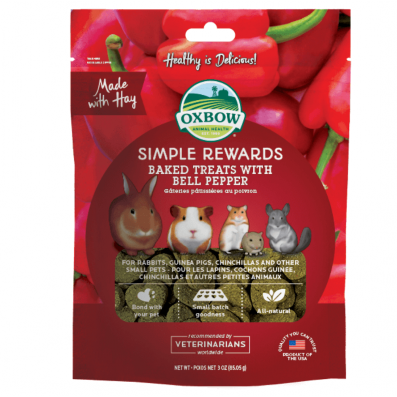 Oxbow Simple Rewards Baked Treats for Small Animals, Bell Pepper, 85.5g