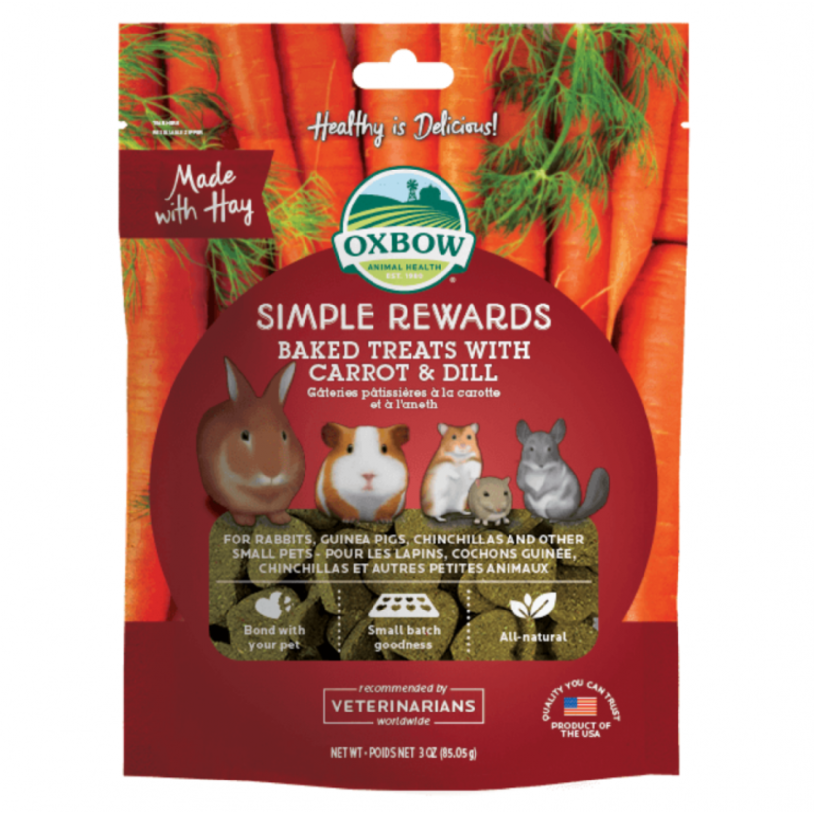 Oxbow Simple Rewards Baked Treats for Small Animals, Carrot & Dill, 85.5g