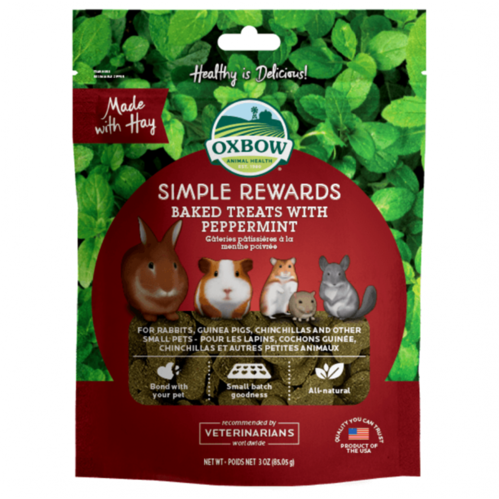 Oxbow Simple Rewards Baked Treats for Small Animals, Peppermint, 85.5g