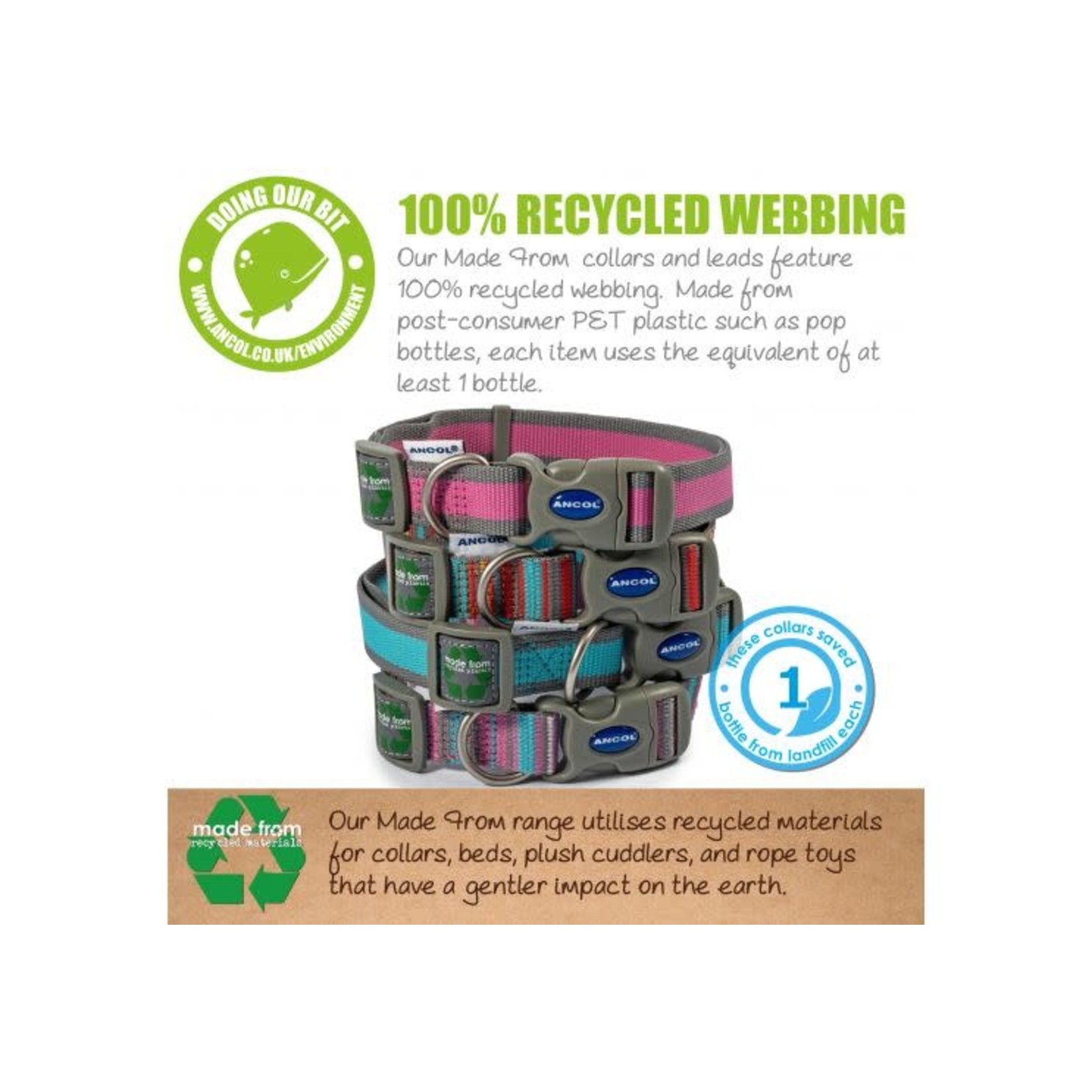 Dog Collar Made From Recycled Materials, Orange Candy Stripe Pet Care