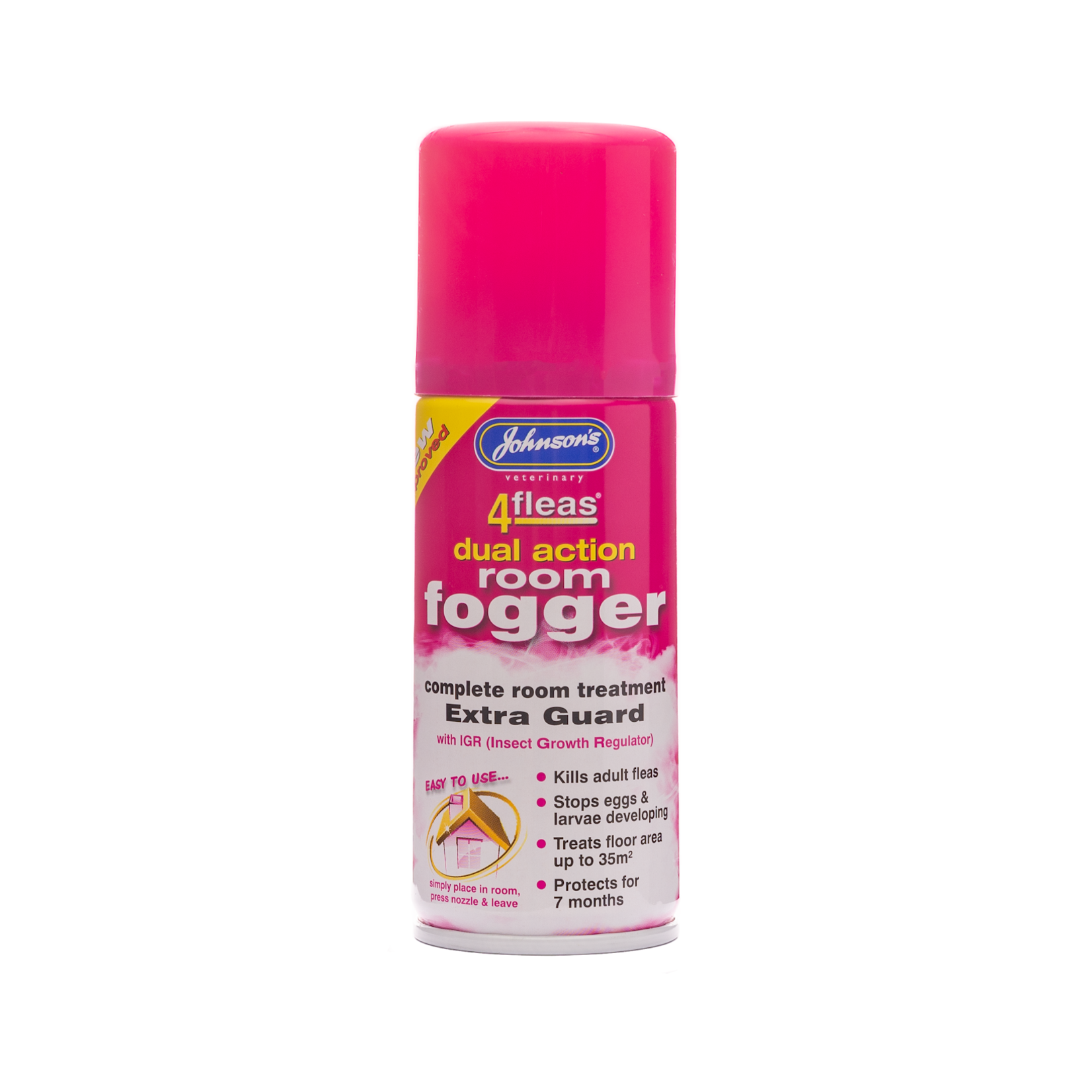 Johnson's Veterinary 4Fleas Dual Action Room Fogger with I.G.R, 100ml Aerosol Treats 35m²