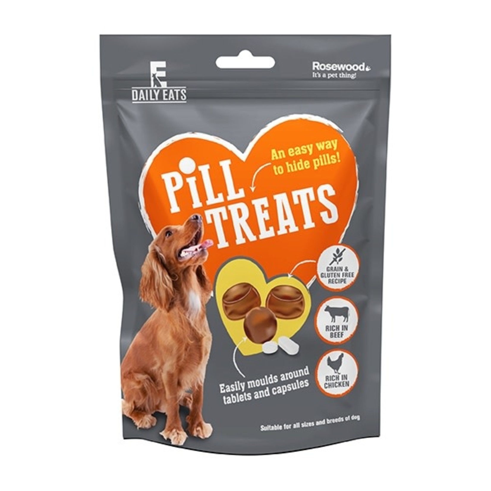 Rosewood Daily Eats Pill Treats for Dogs, Beef & Chicken, 80g