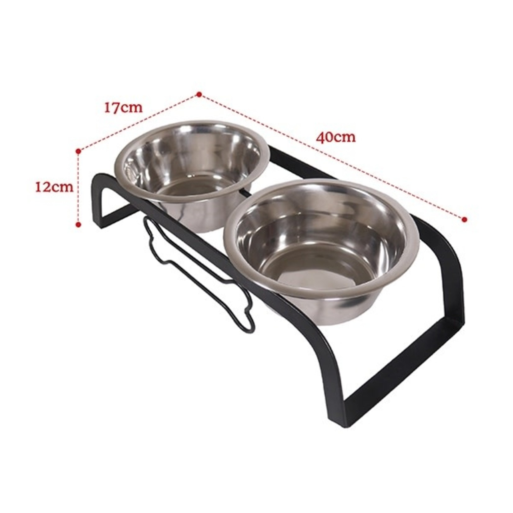 Rosewood Bone Shaped Iron Double Diner with Dog Bowls, 800ml x 2