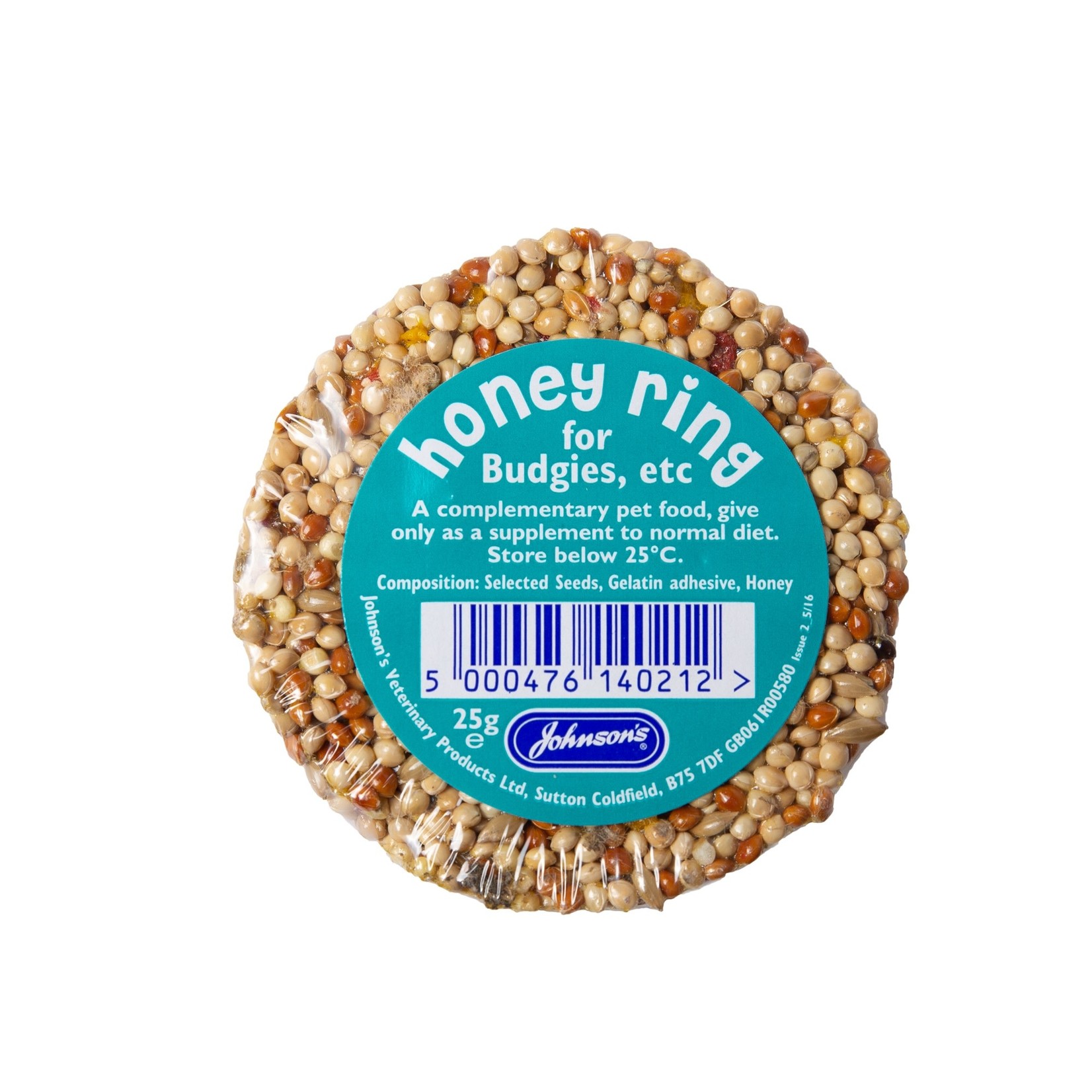 Johnson's Veterinary Honey Ring Treat for Budgies, Parakeets etc, 25g