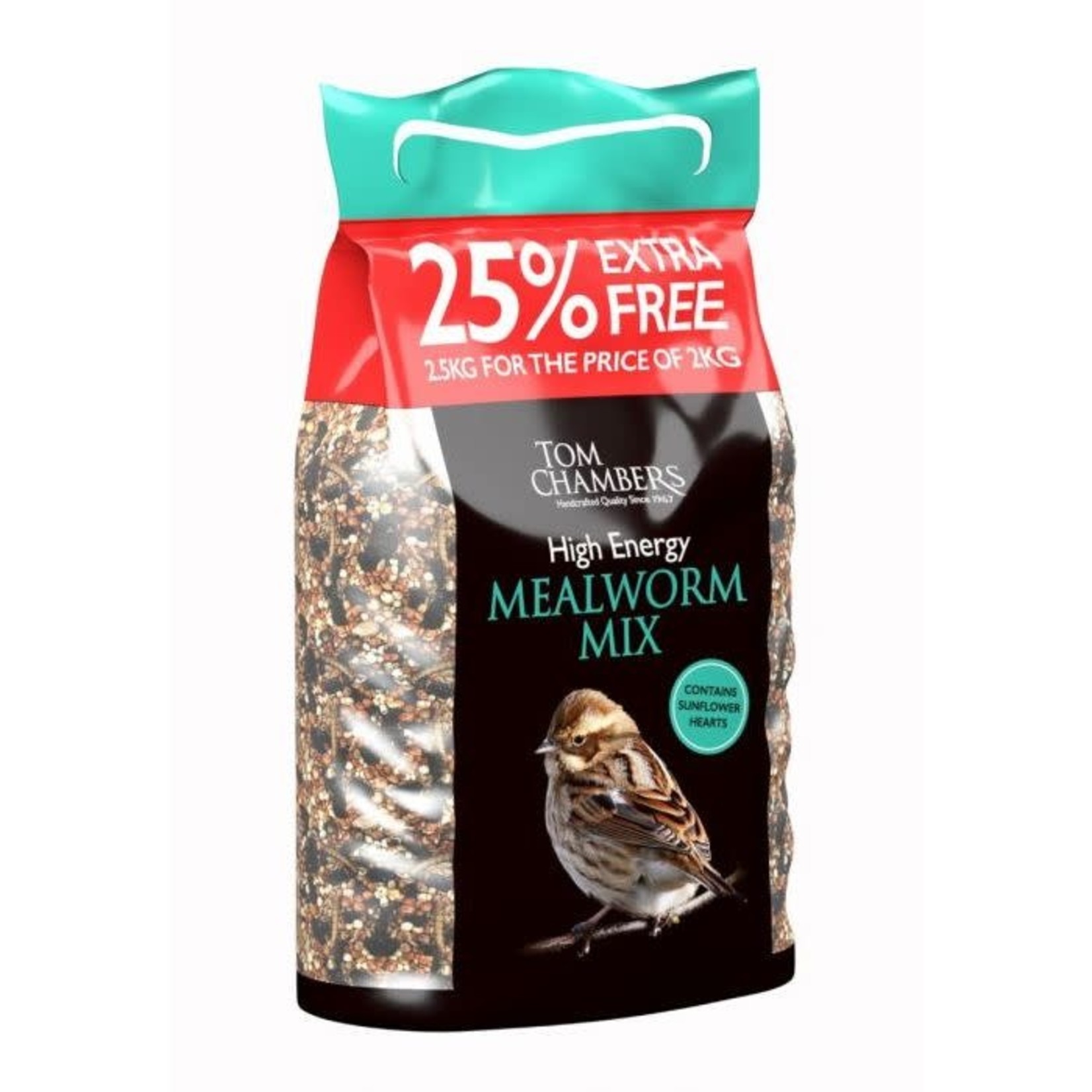 Tom Chambers High Energy Mealworm Mix Wild Bird Food, 25% FOC, 2.5kg