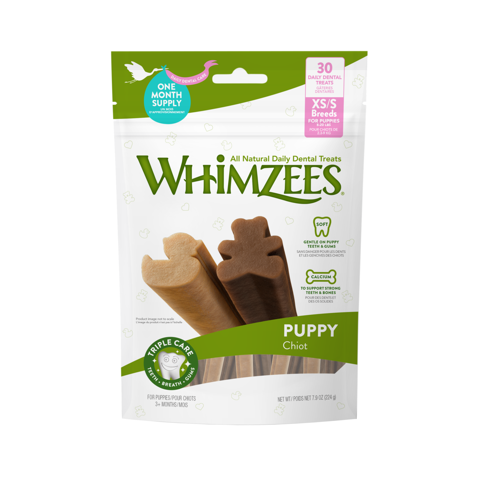 Whimzees Puppy Natural Daily Dental Dog Chew Treat, X Small-Small, 28 pack