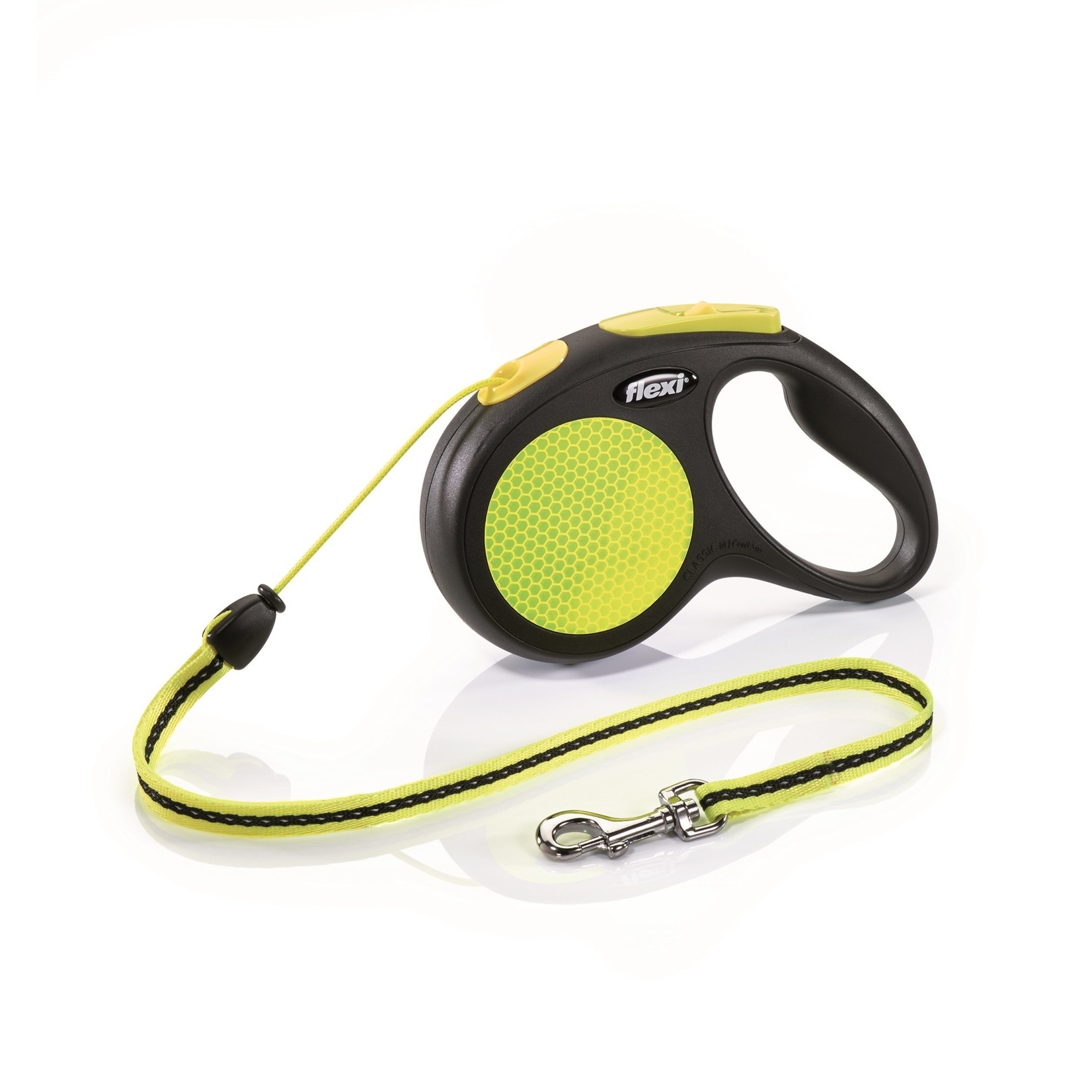 Flexi Extending Dog Lead, Neon Reflect, Medium, Cord 5m, Yellow