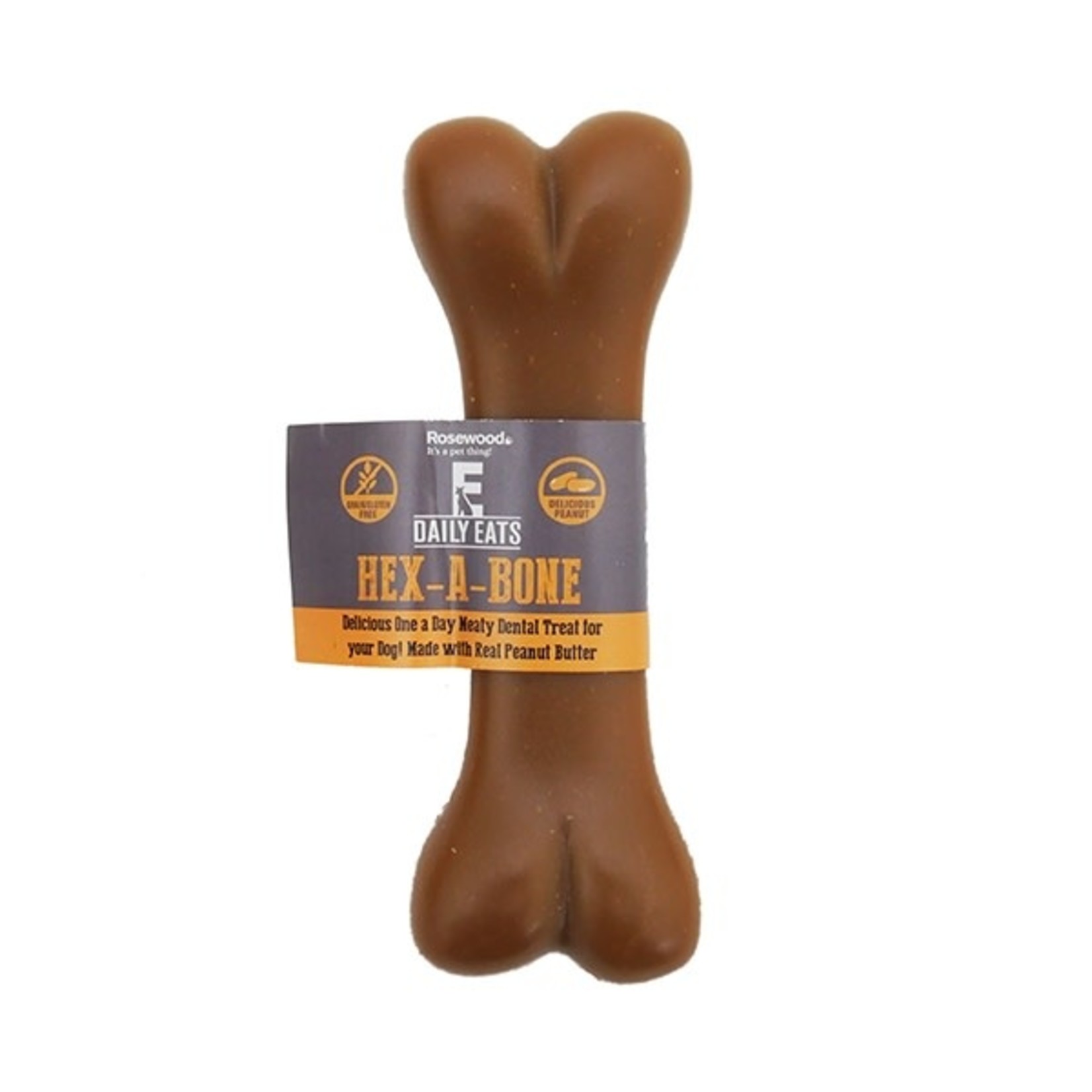 Rosewood Daily Eats Hex-A-Bone Dog Treats Peanut Butter Flavour, 54g