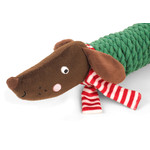 Zöon Christmas Frankie Sausage TuffRope PlayPal Plush Dog Toy