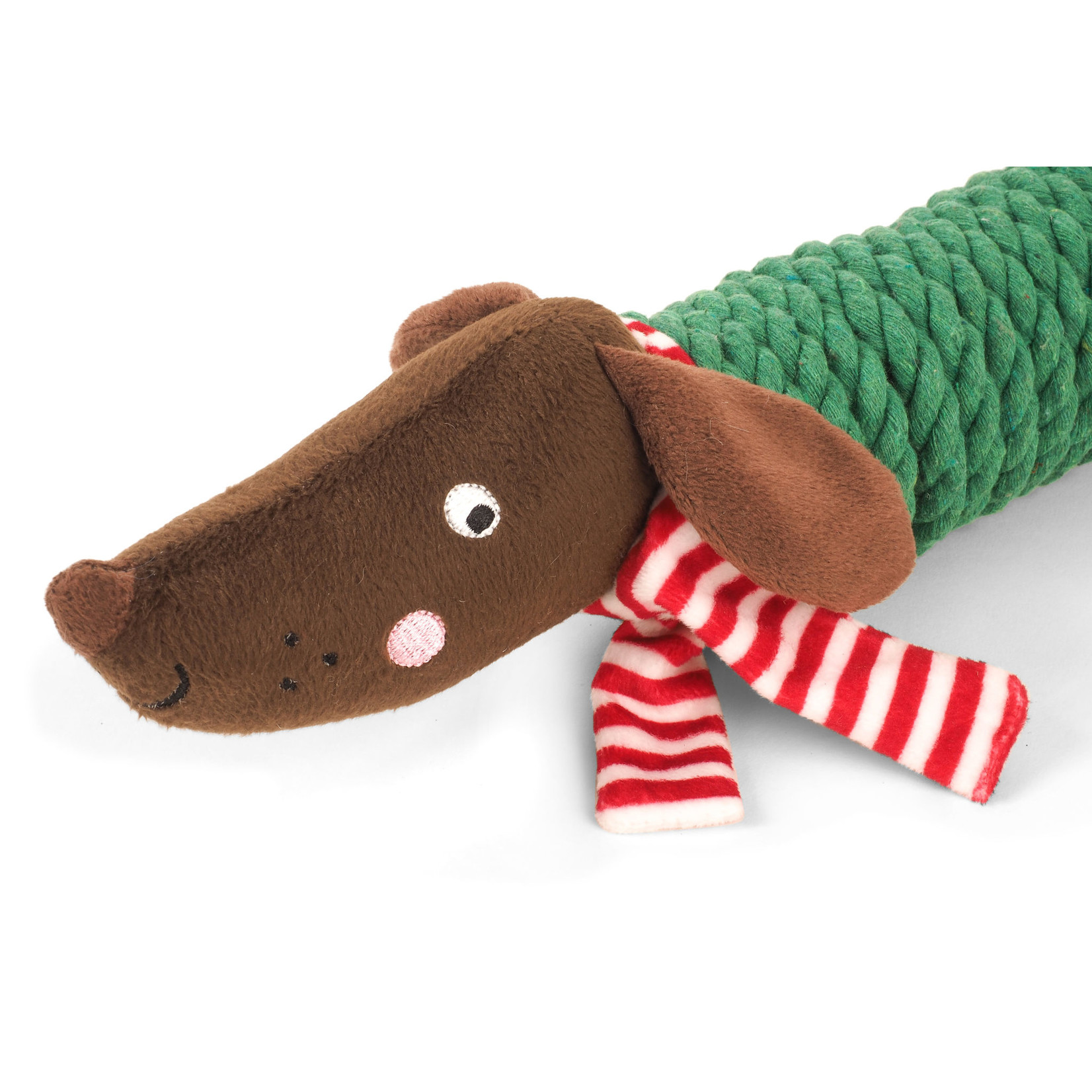 Zöon Christmas Frankie Sausage TuffRope PlayPal Plush Dog Toy