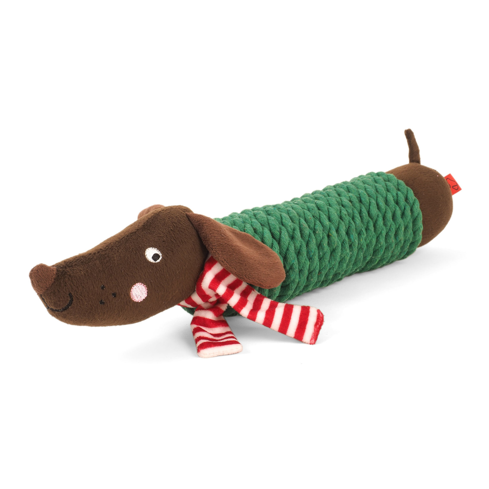 Zöon Christmas Frankie Sausage TuffRope PlayPal Plush Dog Toy