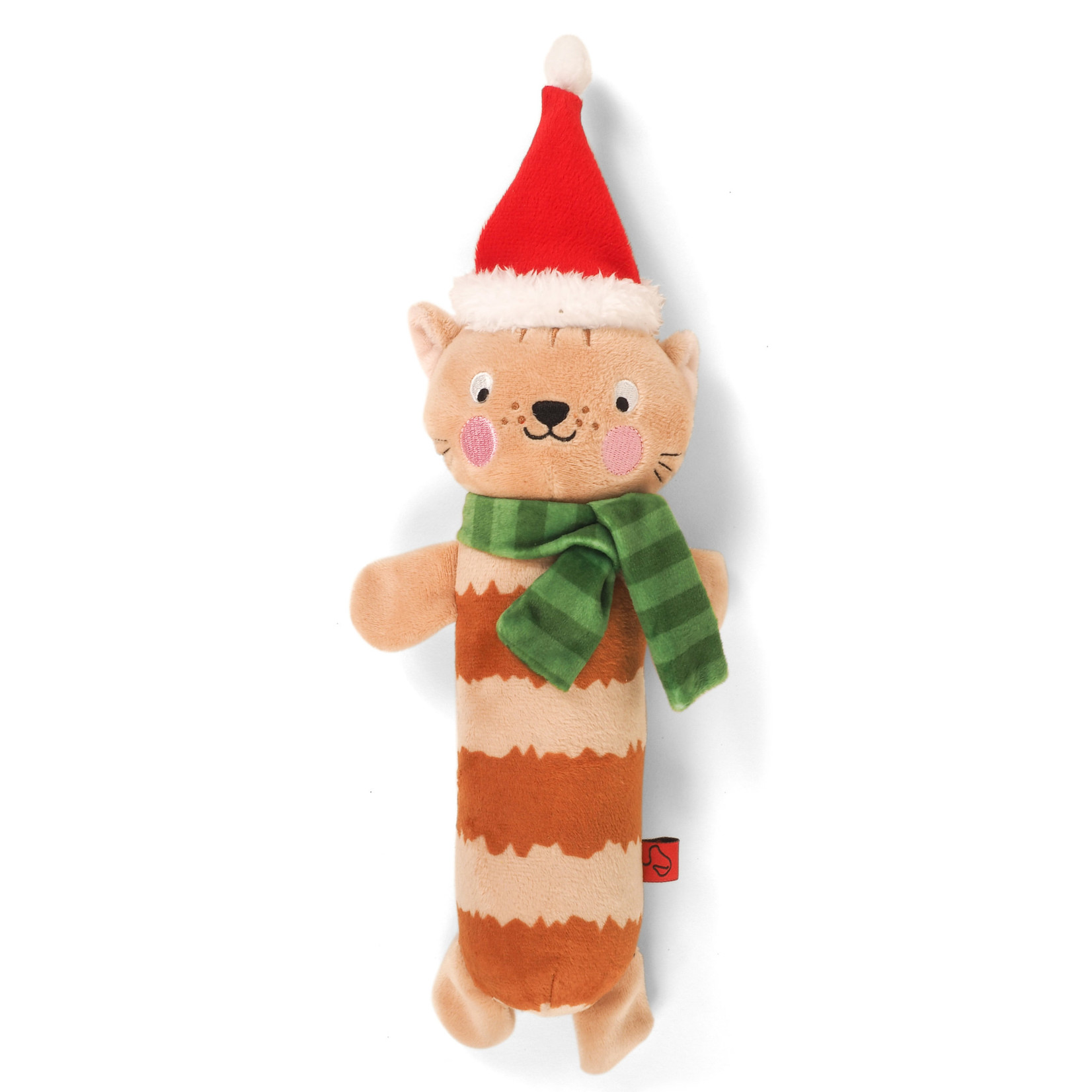Zöon Christmas Plush Sausage Squeaker Dog Toy, Assorted
