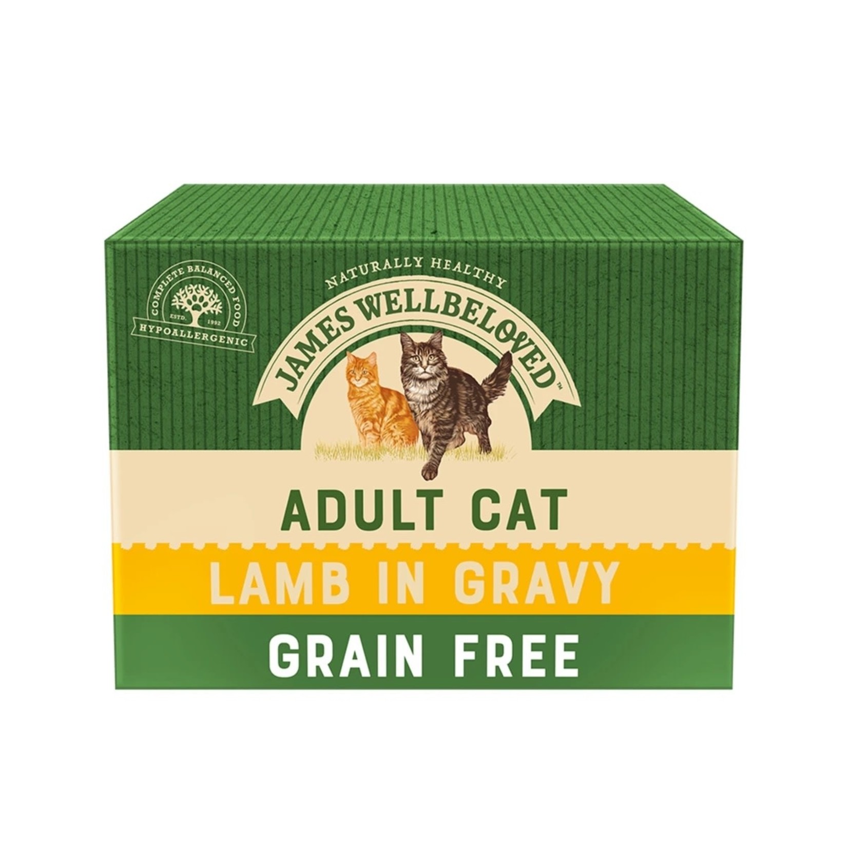 James Wellbeloved Grain Free Adult Cat Wet Food Pouch, Lamb, 85g, Box of 12