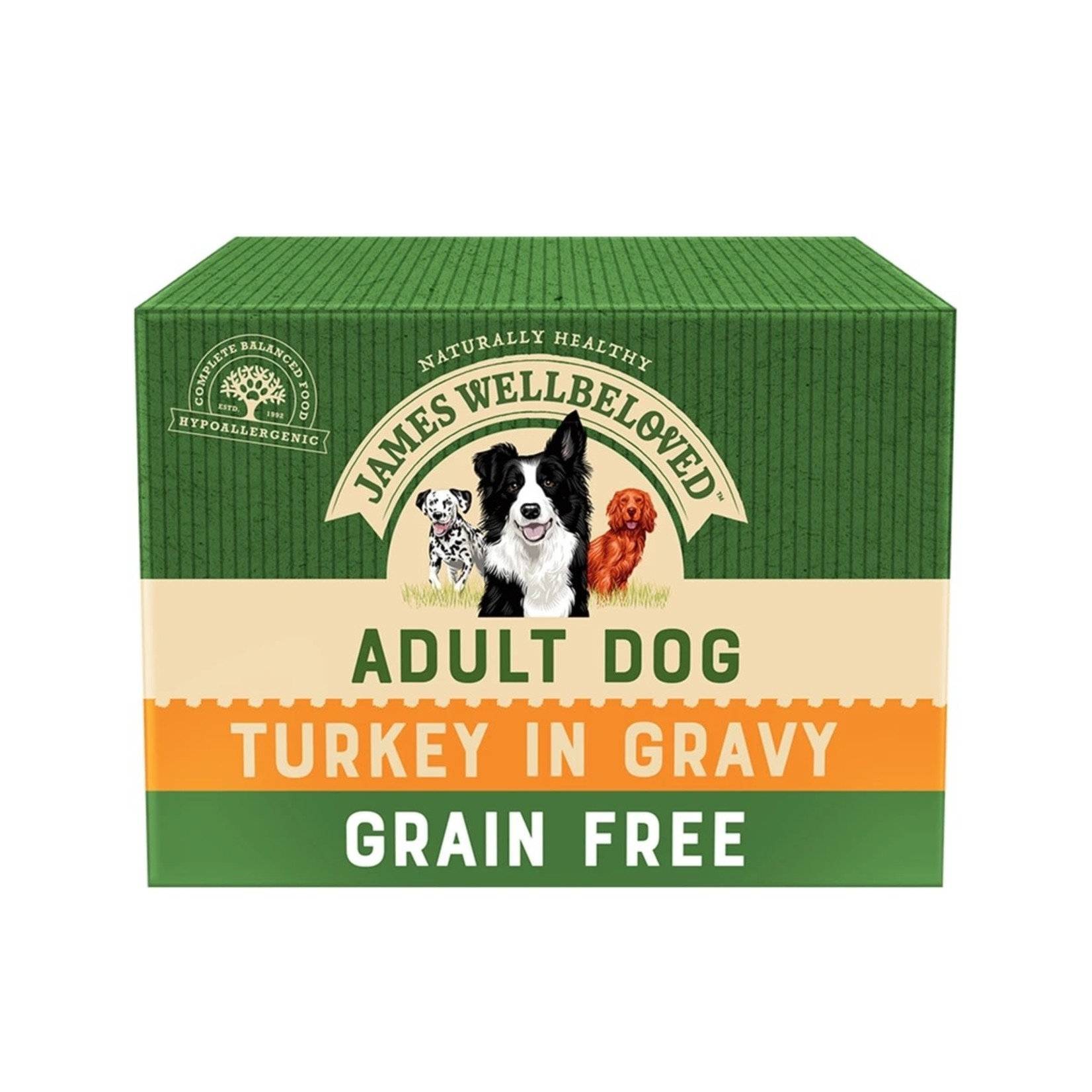 James Wellbeloved Grain Free Adult Dog Wet Food Pouch, Turkey, 100g, Box of 12