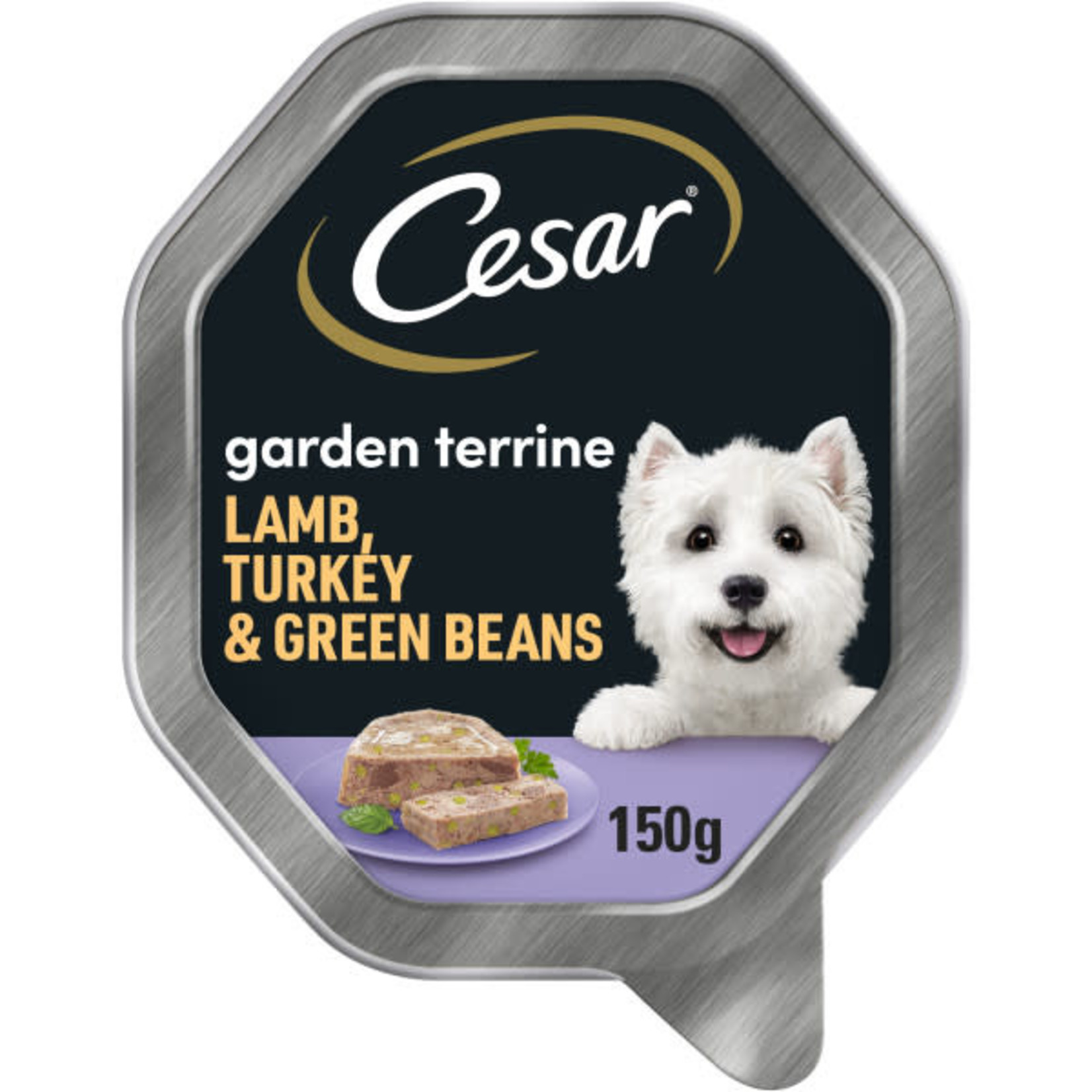 Cesar Adult Dog Wet Food Garden Terrine with Lamb, Turkey & Green Beans, 150g