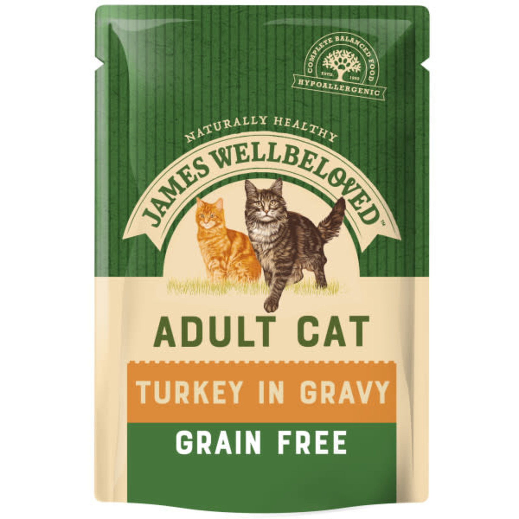 James Wellbeloved Grain Free Adult Cat Wet Food Pouch, Turkey, 85g