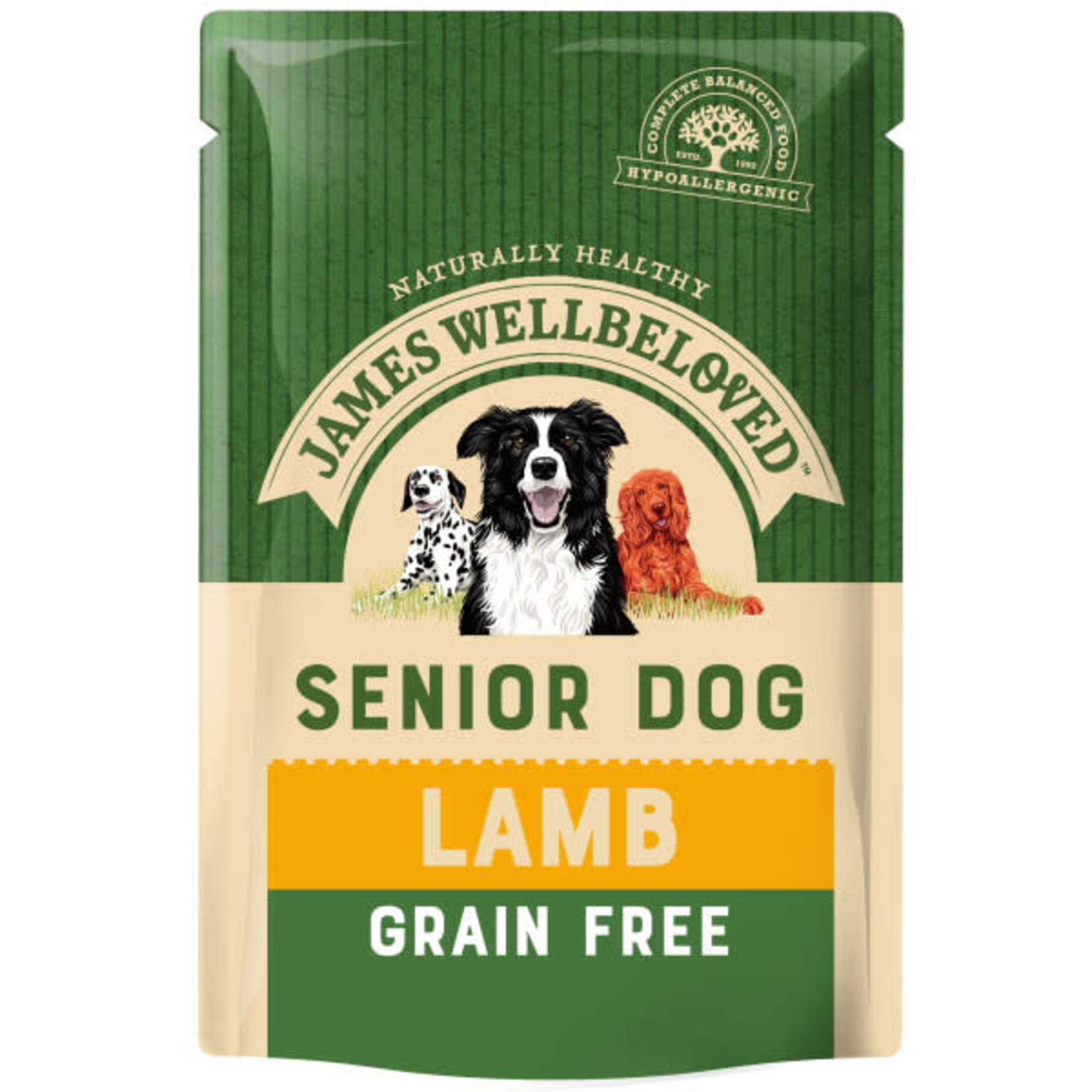 James Wellbeloved Grain Free Senior Dog Wet Food Pouch, Lamb, 100g