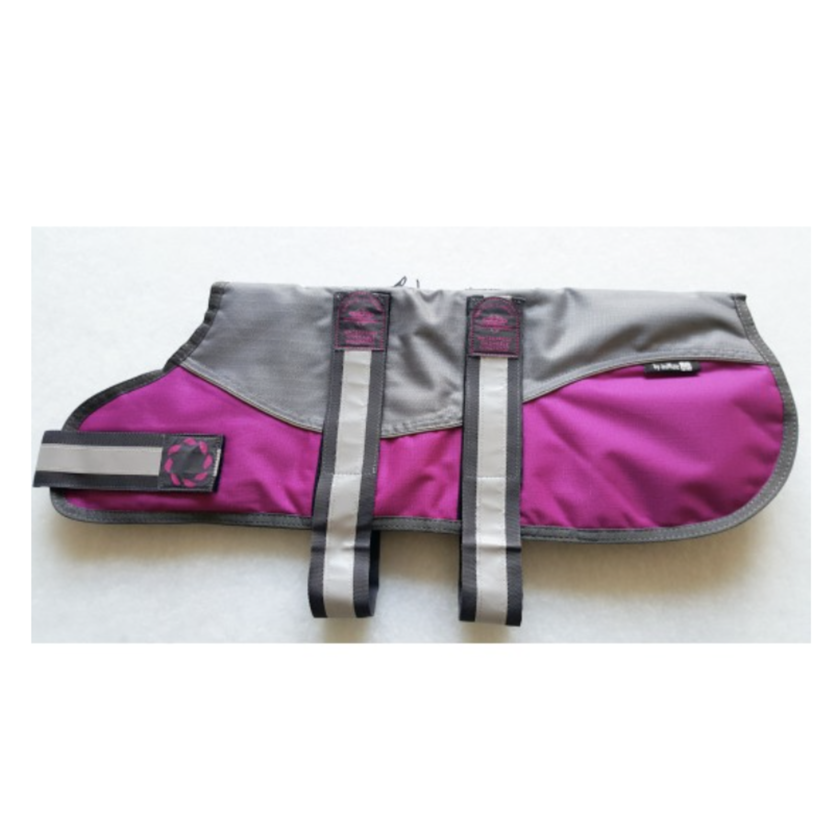 Animate Reflective Grey & Raspberry Padded Harness Dog Coat