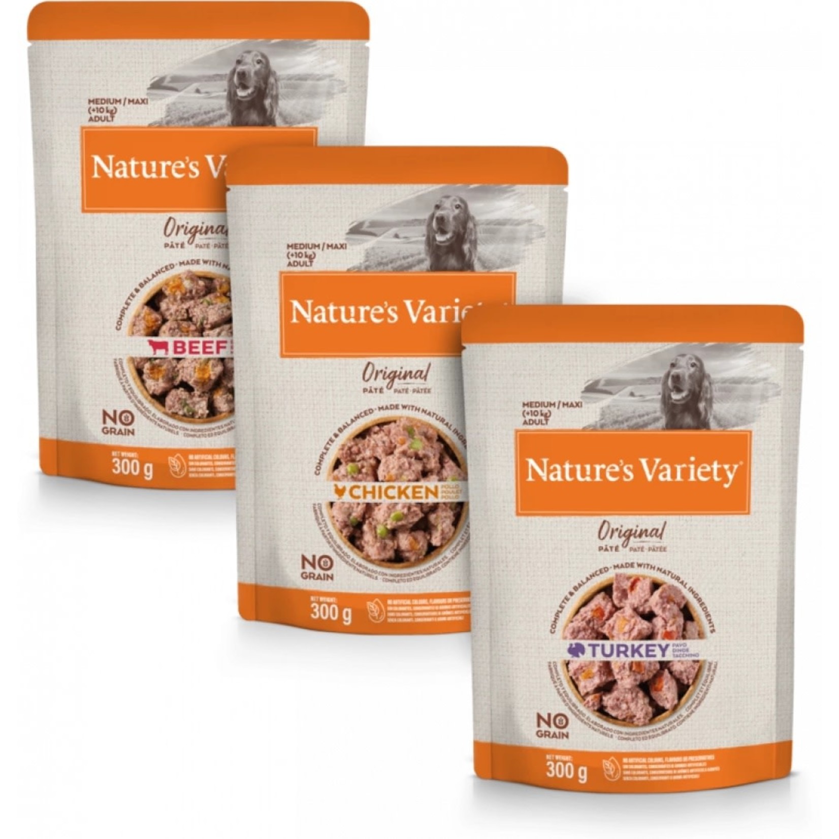 natures menu Nature's Variety Dog Original Pate No Grain Food Medium / Maxi Adult Multipack, 8 x 300g