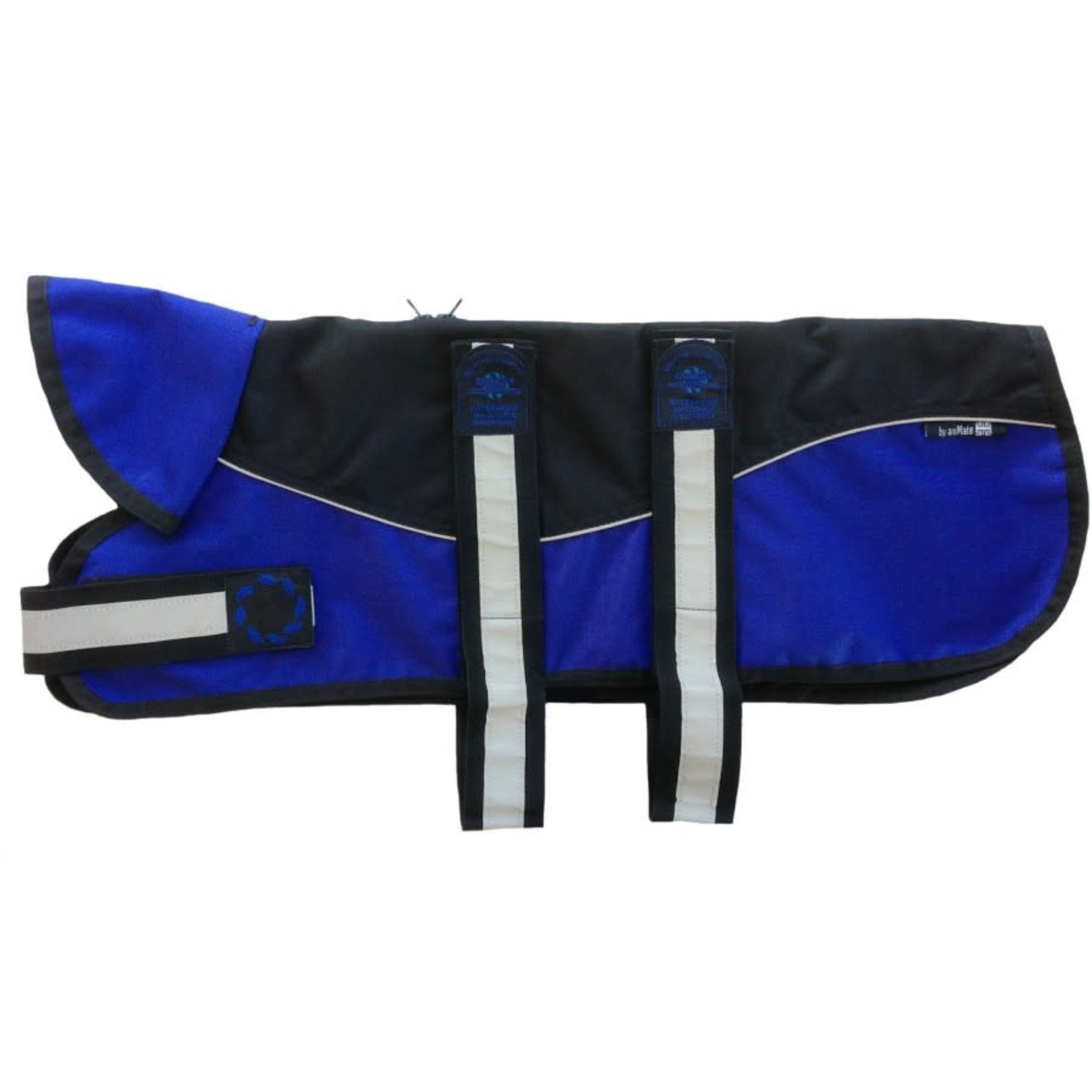 Animate Reflective Black & Blue Unpadded Harness Dog Coat plus Collar