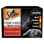 Sheba Fine Flakes Adult Cat Wet Food Succulent Selection in Jelly, 12 x 85g