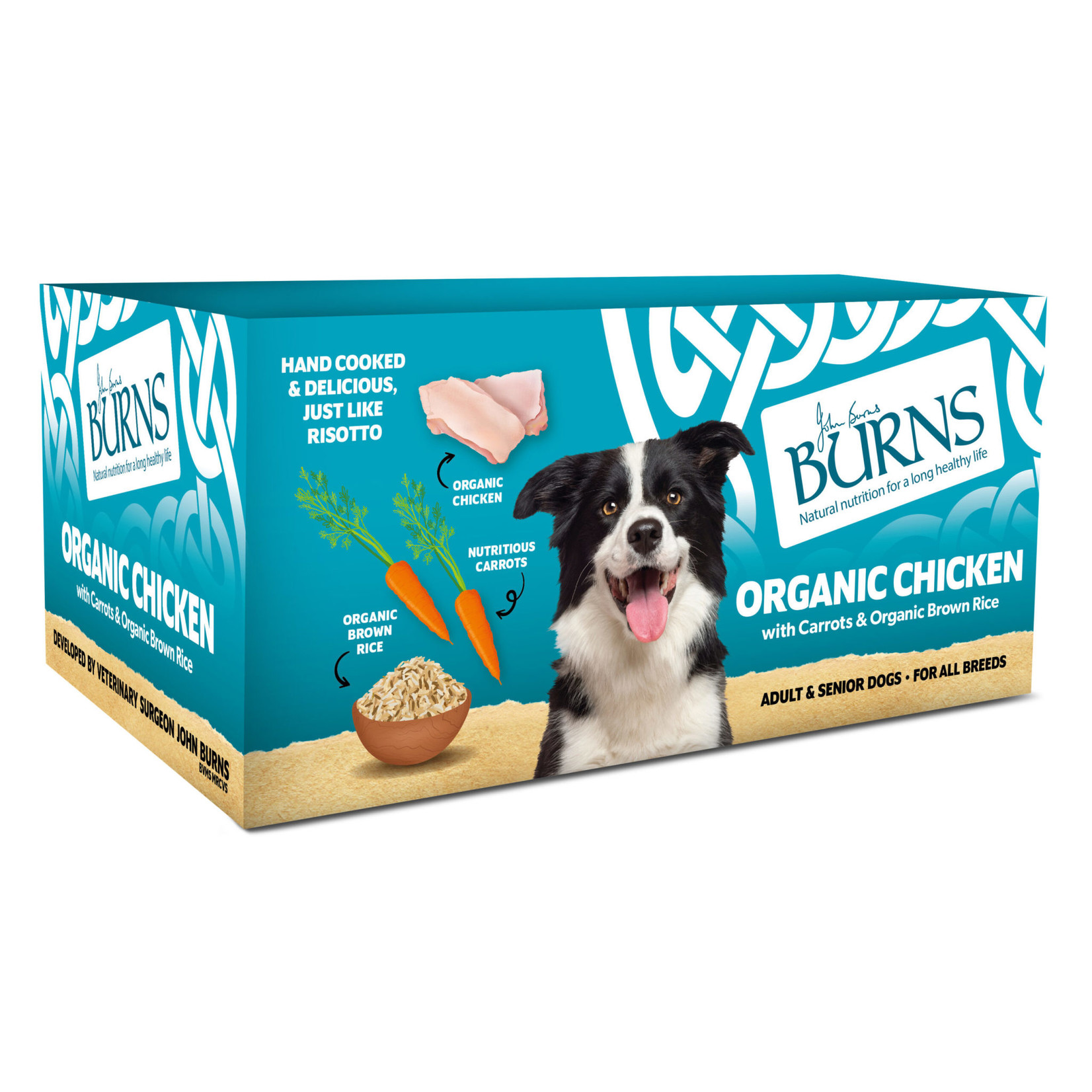 Burns Adult & Senior Wet Dog Food Free Range Chicken, Carrots & Organic Brown Rice, 6 x 395g