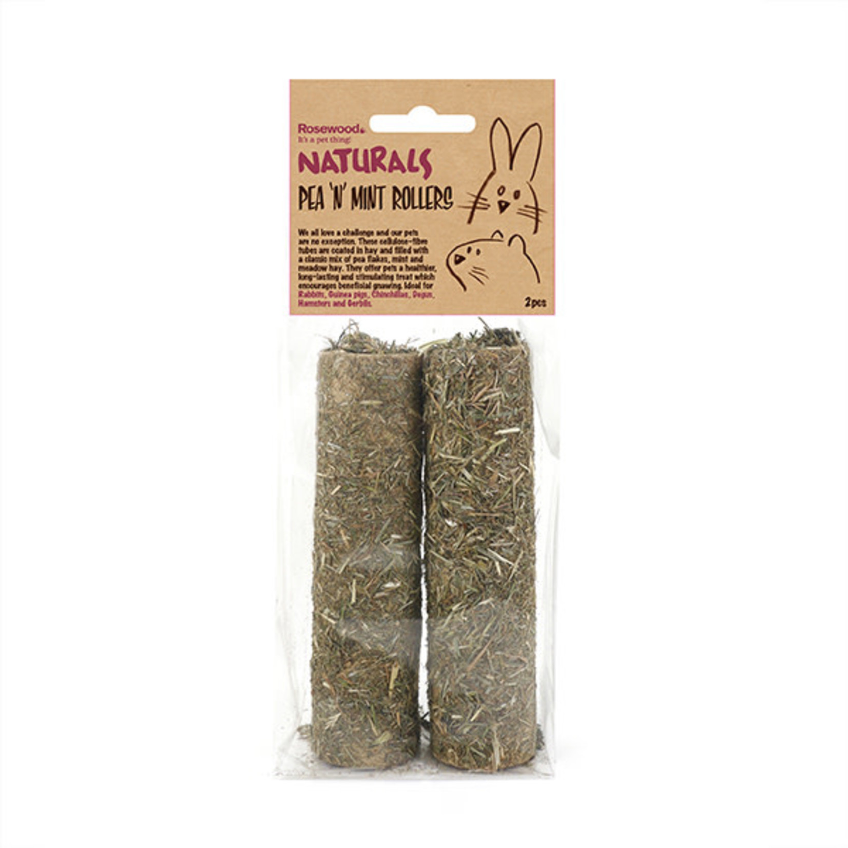 Rosewood Boredom Breaker Naturals Pea 'n' Mint Rollers Small Animal Treat, 2 pack