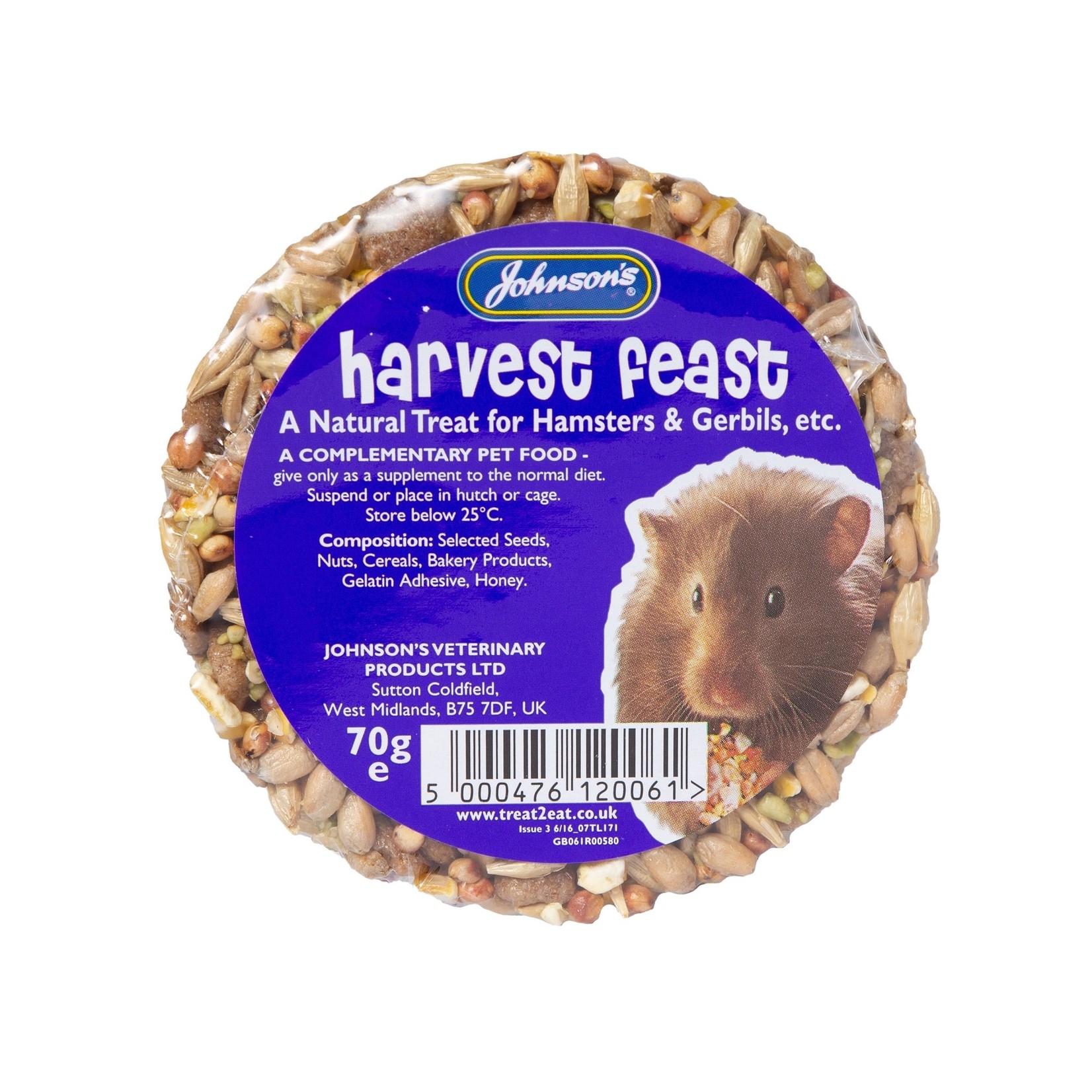 Johnson's Veterinary Harvest Feast Treat for Hamsters, Gerbils etc, 70g