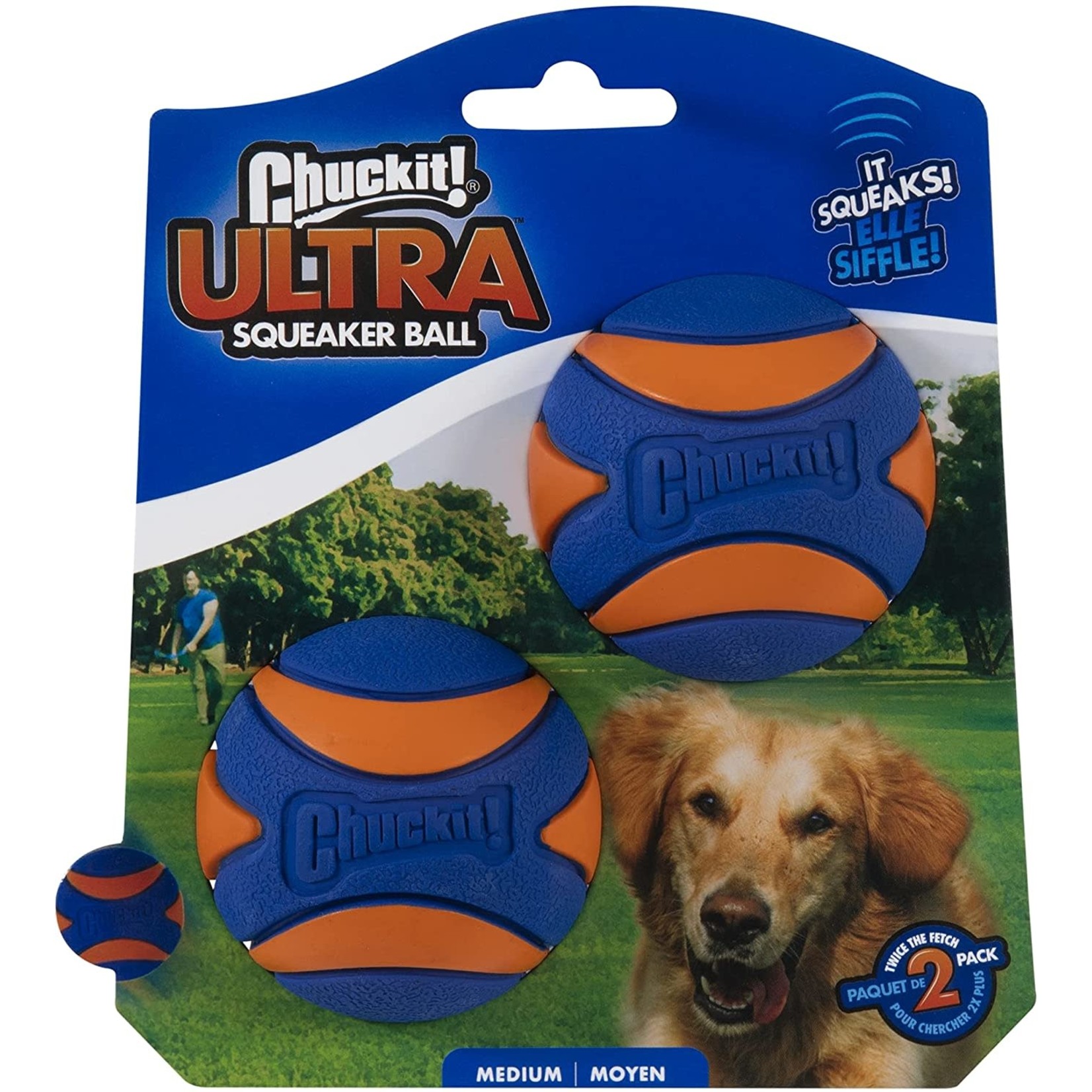 Chuckit! Ultra Squeaker Ball Medium Dog Toy 6.5cm, 2 Pack