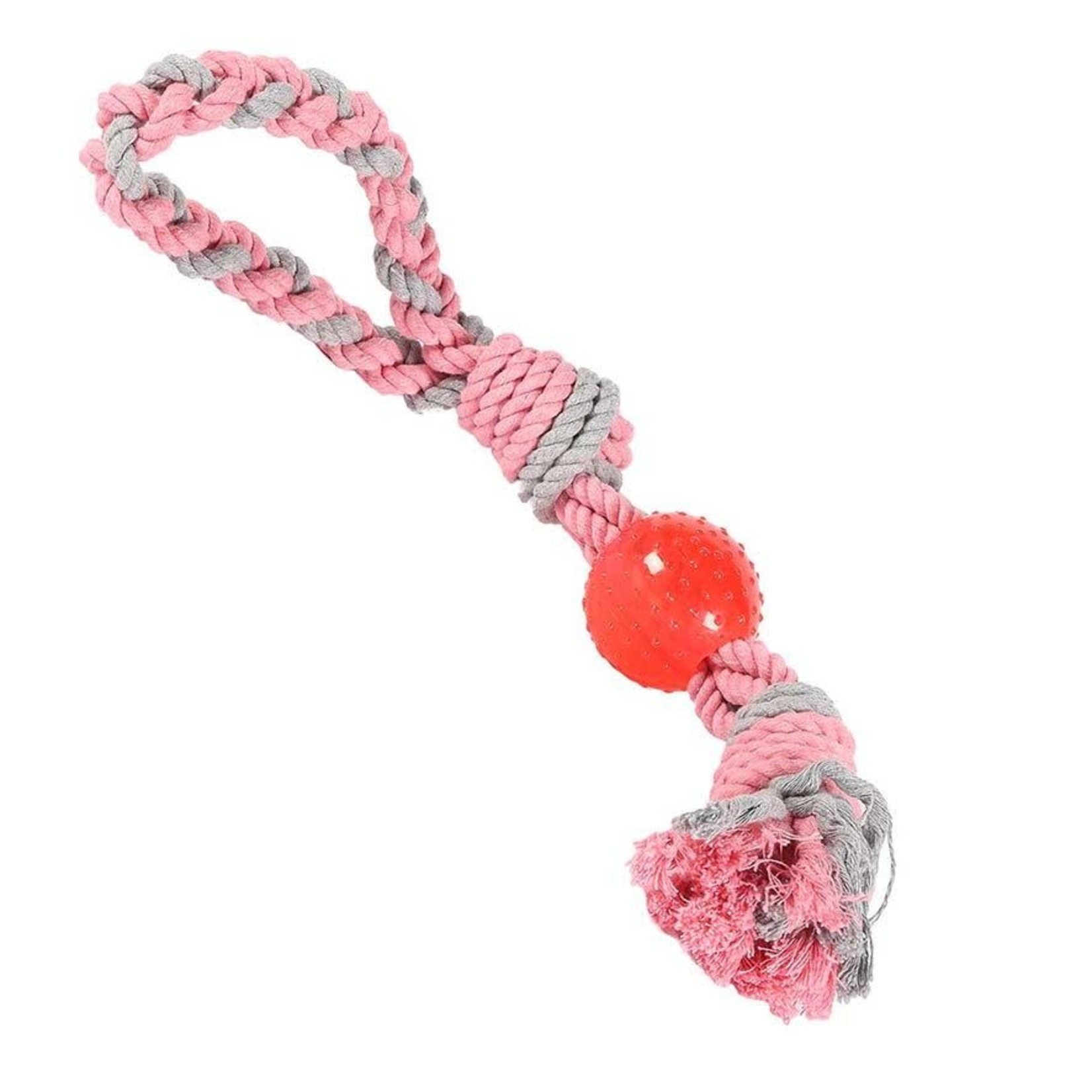 Happy Pet Little Rascals Rope & Ball Tugger Dog Toy, Small 25cm